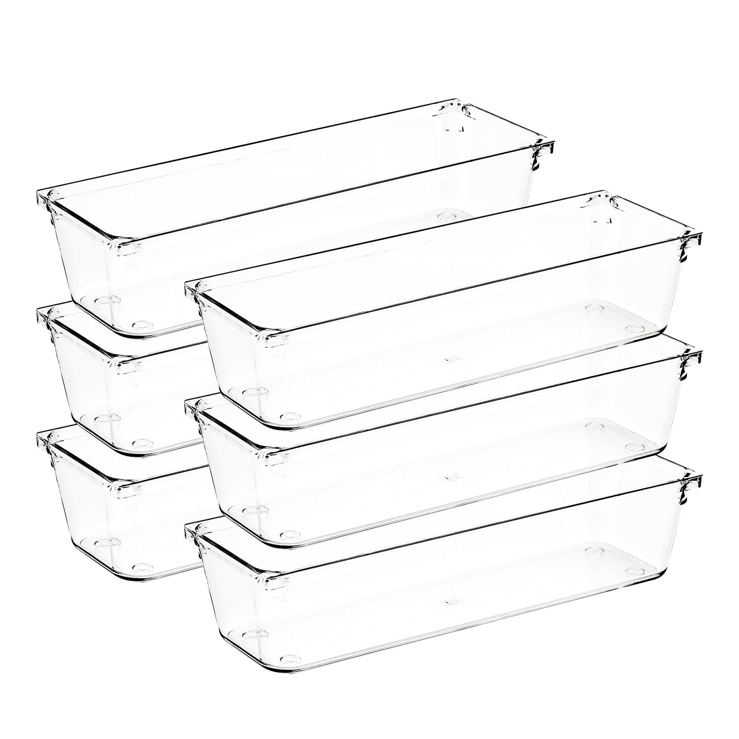 Ravinte Decor 6 Pack Drawer Organizers, 3"X 9" Clear Acrylic Storage Bins