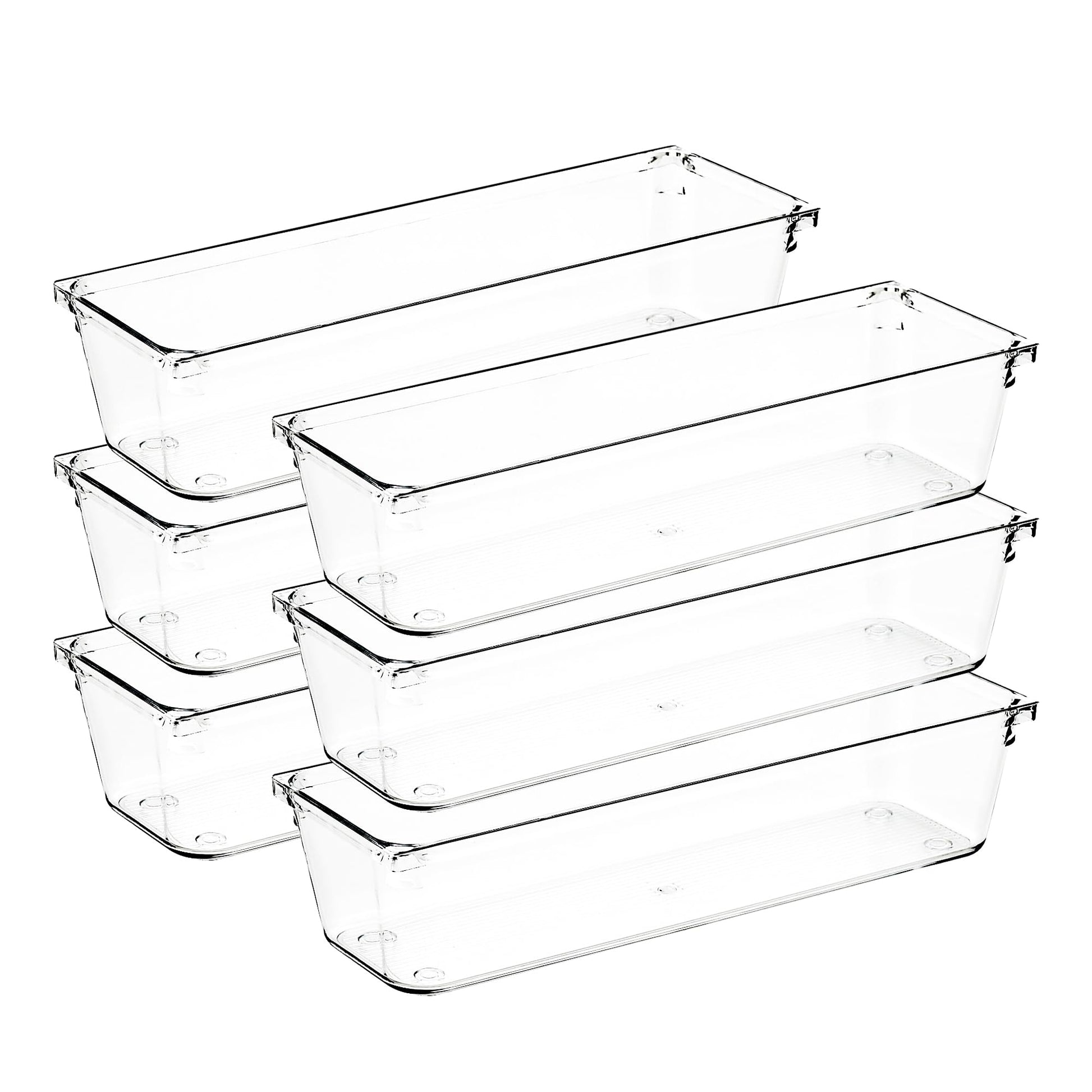 Ravinte Decor 6 Pack Drawer Organizers, 3"X 9" Clear Acrylic Storage Bins