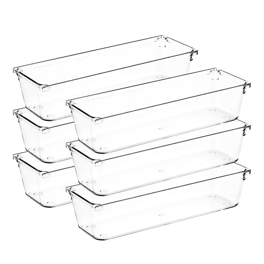 Ravinte Decor 6 Pack Drawer Organizers, 3"X 9" Clear Acrylic Storage Bins