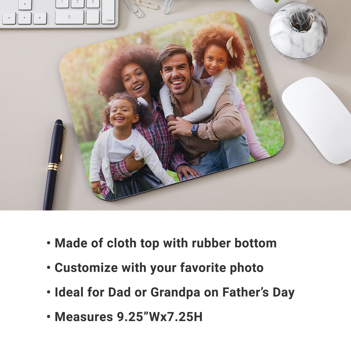 Let's Make Memories Personalized Photo Mouse Pad - for Office - for Her - for Him - Computer