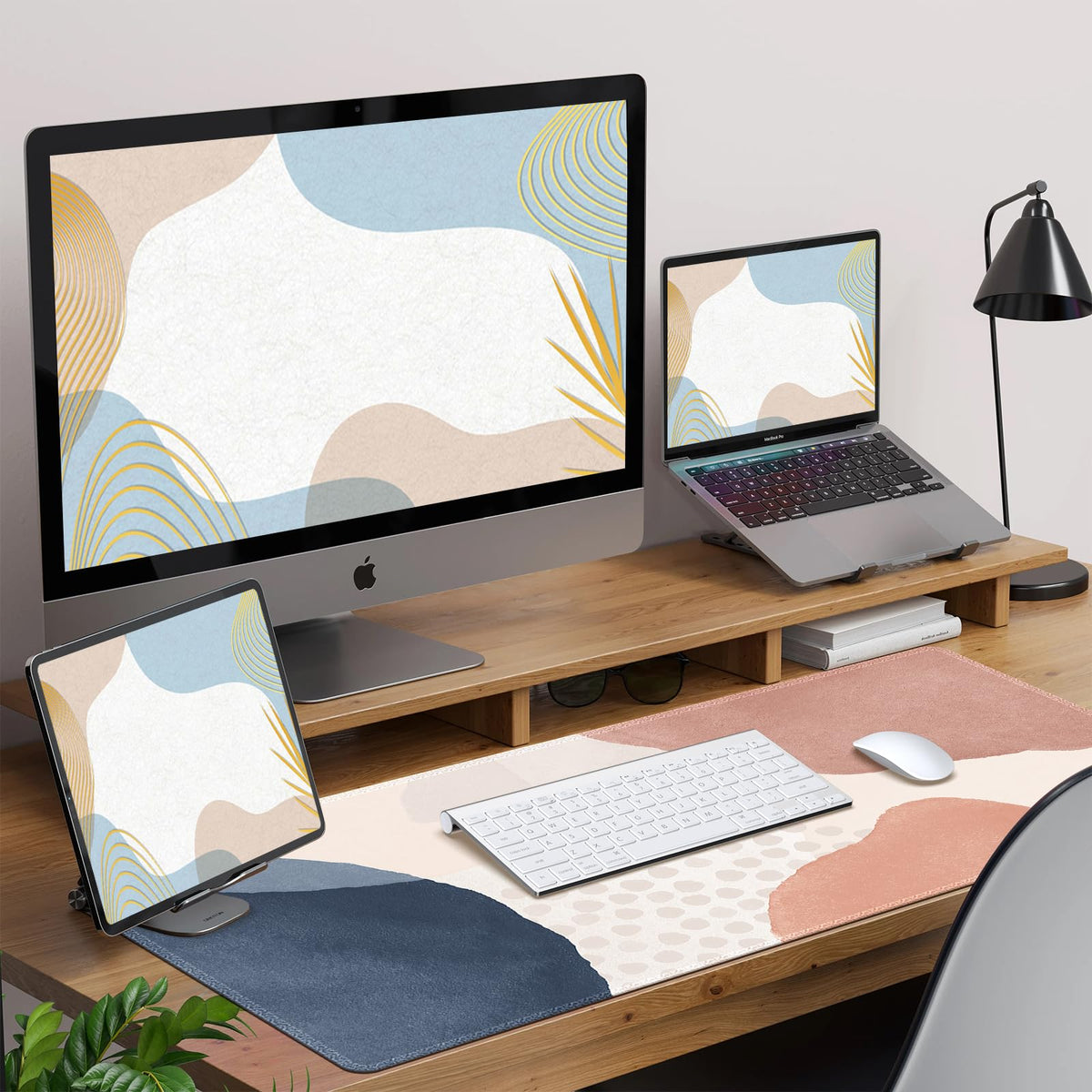 HAOCOO Pink Desktop Mat, Non-Slip Large Desk Decor for Home Office