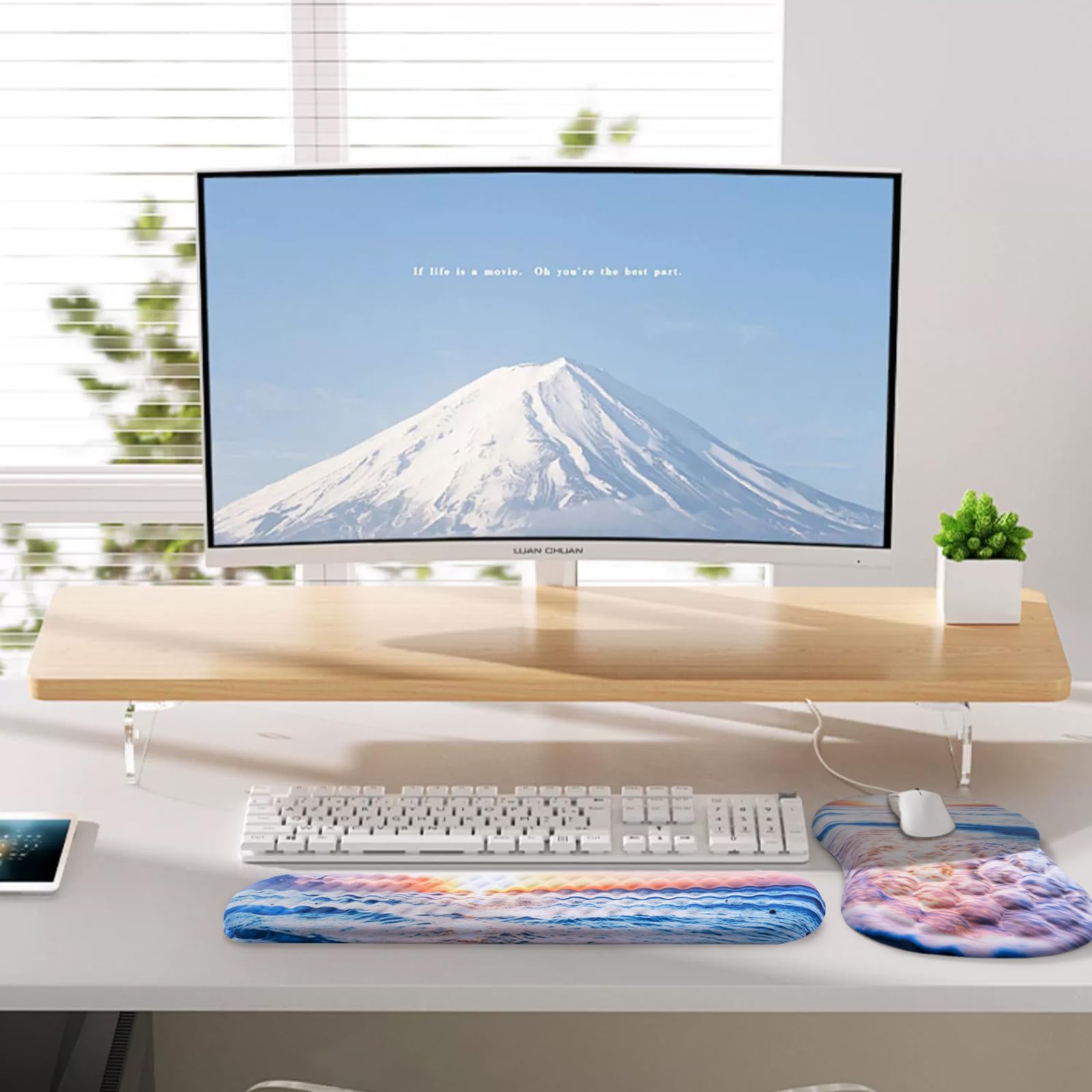 Laokiiy Ergonomic Mouse Pad with Wrist Support and Keyboard Wrist Rest Set