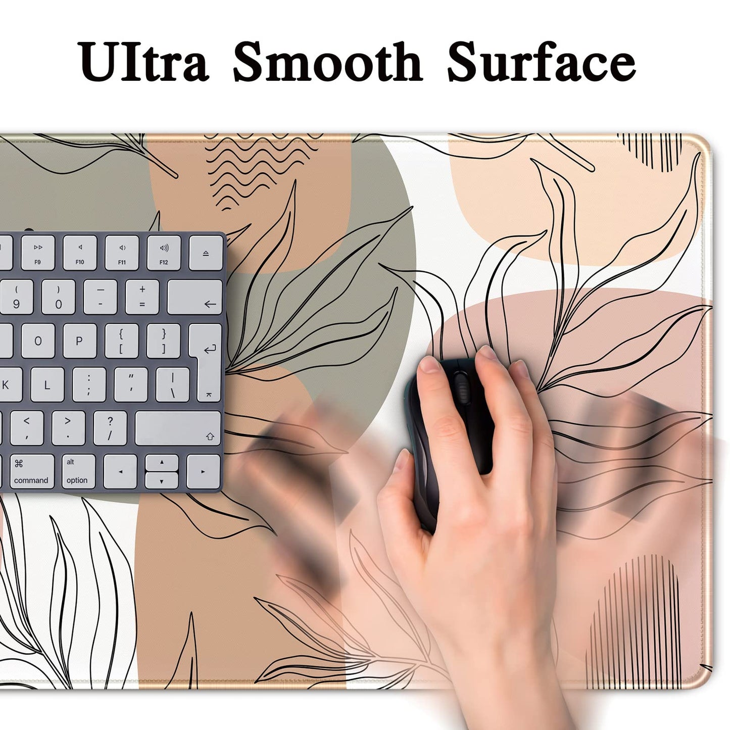 Boho Abstract Large Mouse Pad, Brown Grey Pink Aesthetic XL Mouse Pad, Gaming Mousepad XXL Long
