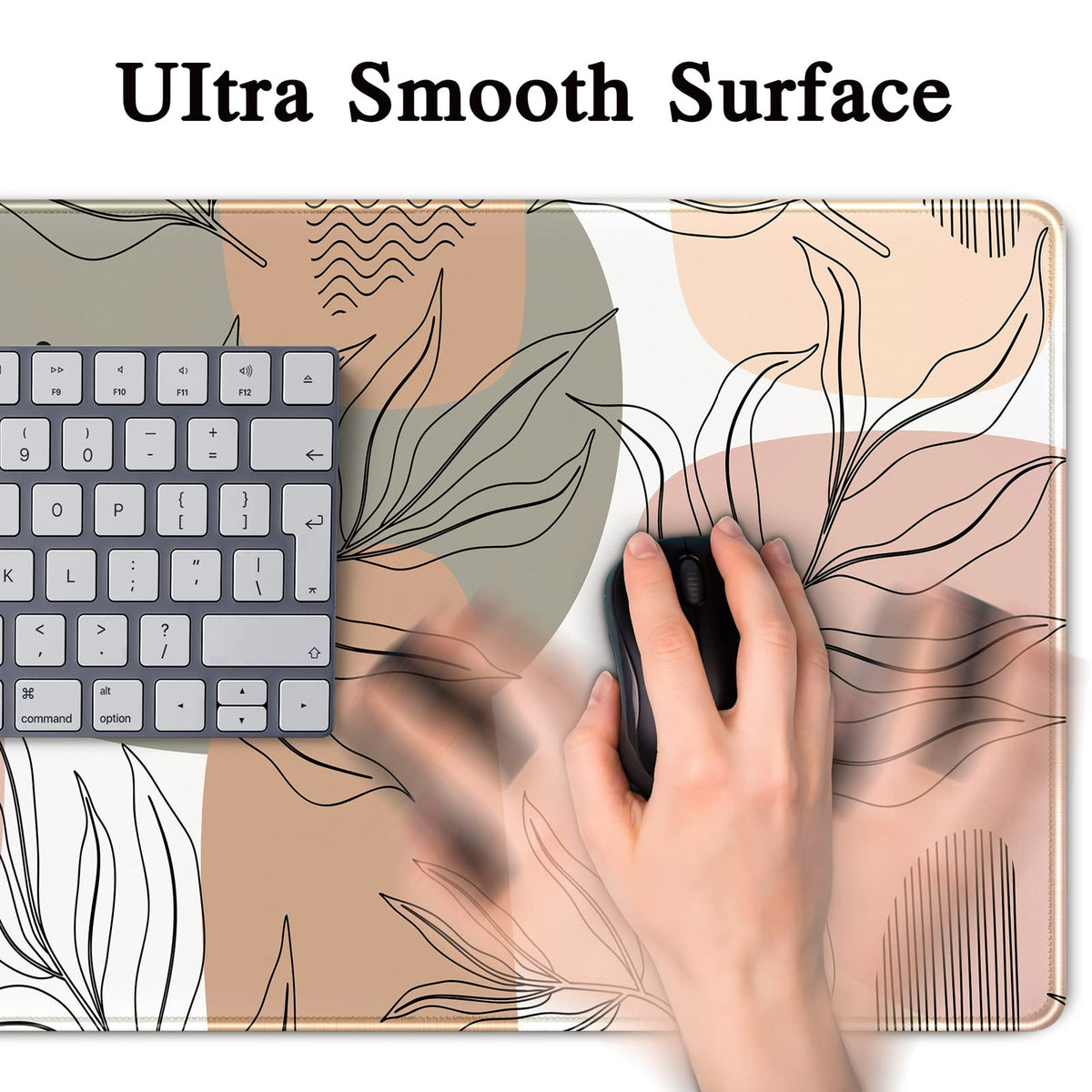 Boho Abstract Large Mouse Pad, Brown Grey Pink Aesthetic XL Mouse Pad, Gaming Mousepad XXL Long