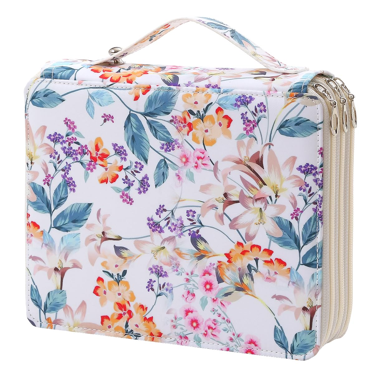 Lbxgap Portable Colored Printing Pattern Pencil Case Holds 120 pcs Pencils Bag Organizer with Handy