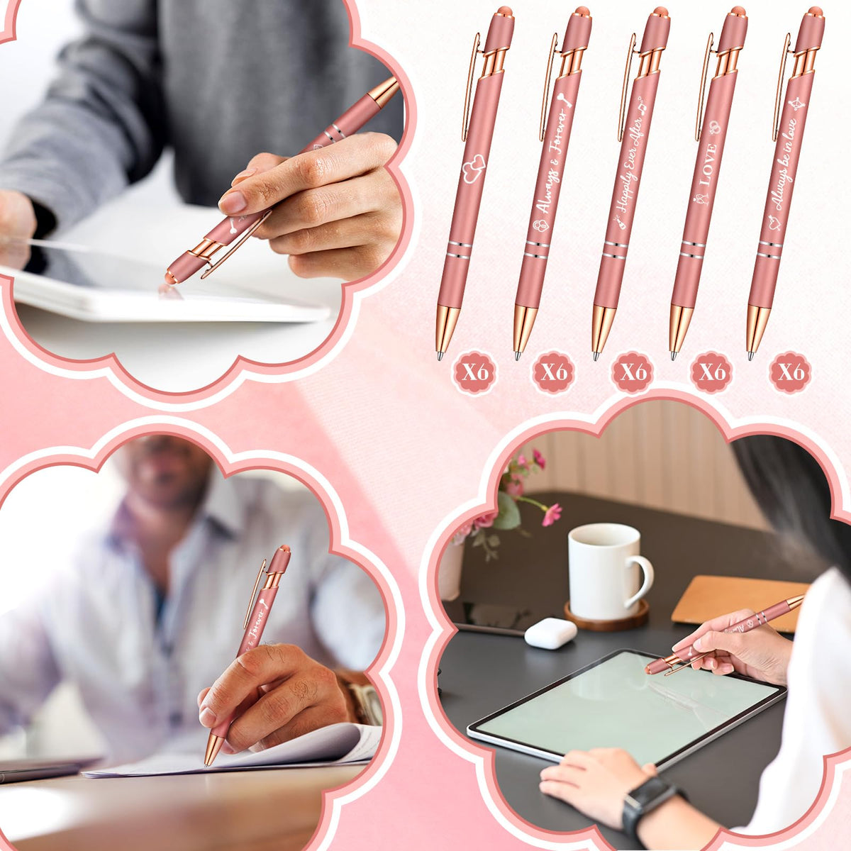 Kisston 36 Pcs Wedding Pen Bulk Bridal Shower Bachelorette Favor, Rose Gold