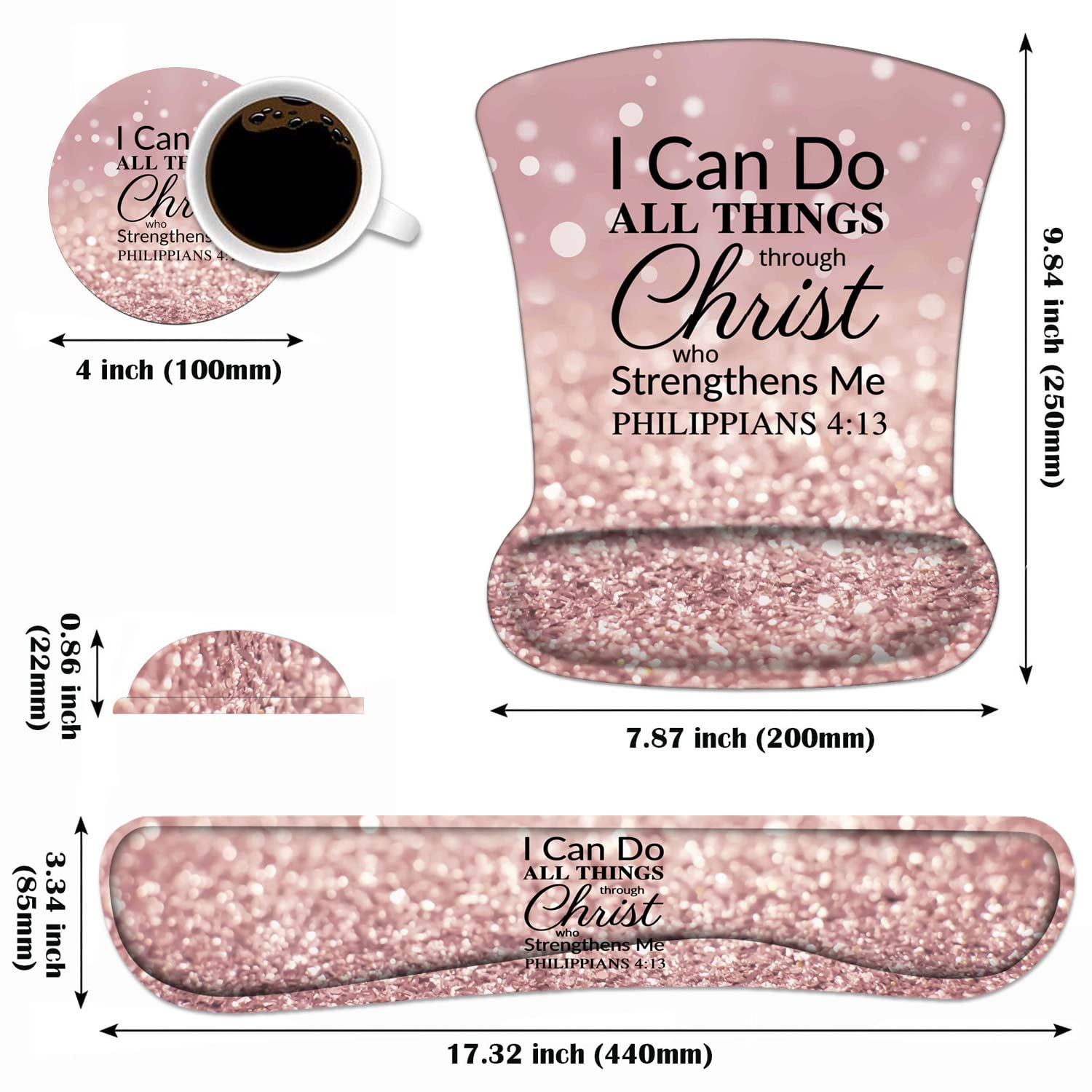 Keyboard Wrist Rest and Mouse Wrist Rest Pad Set with Coasters, Ergonomic Support, Non-Slip PU