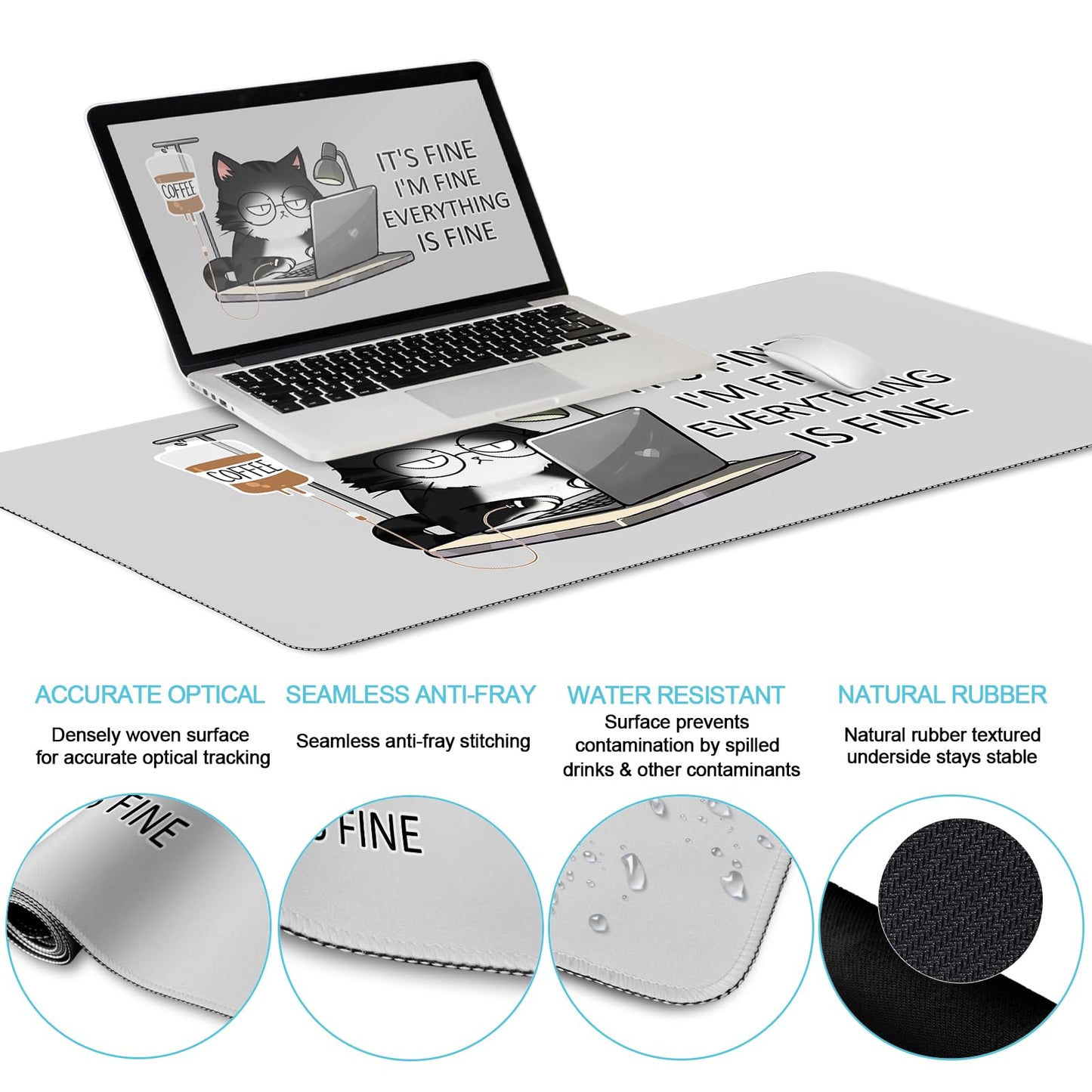 LIMKRIAN Cat Ergonomic Mouse Pad with Wrist Rest Desk Mat Sets Accessories