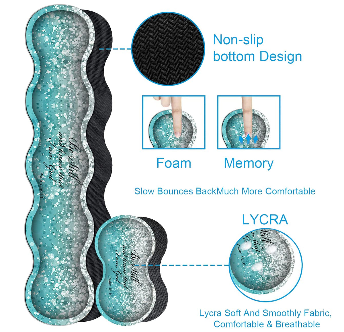 Keyboard Mouse Pad Set,Extended Gaming Mouse Pad + Memory Foam Keyboard Wrist Rest Support, Psalm