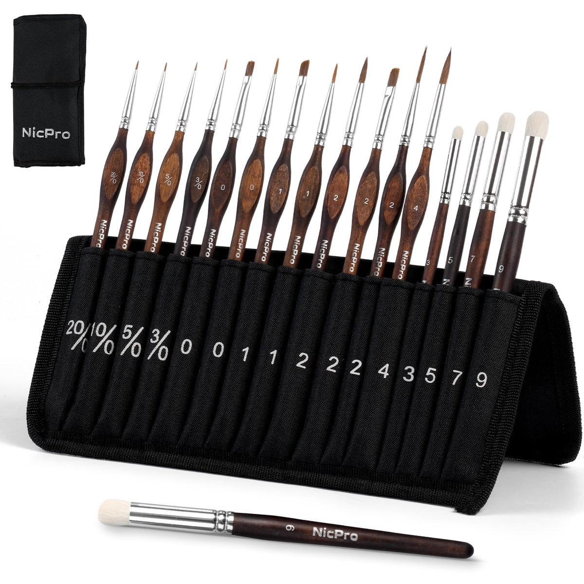 Nicpro 16 PCS Kolinsky Sable Miniature Paint Brushes Dry Brush