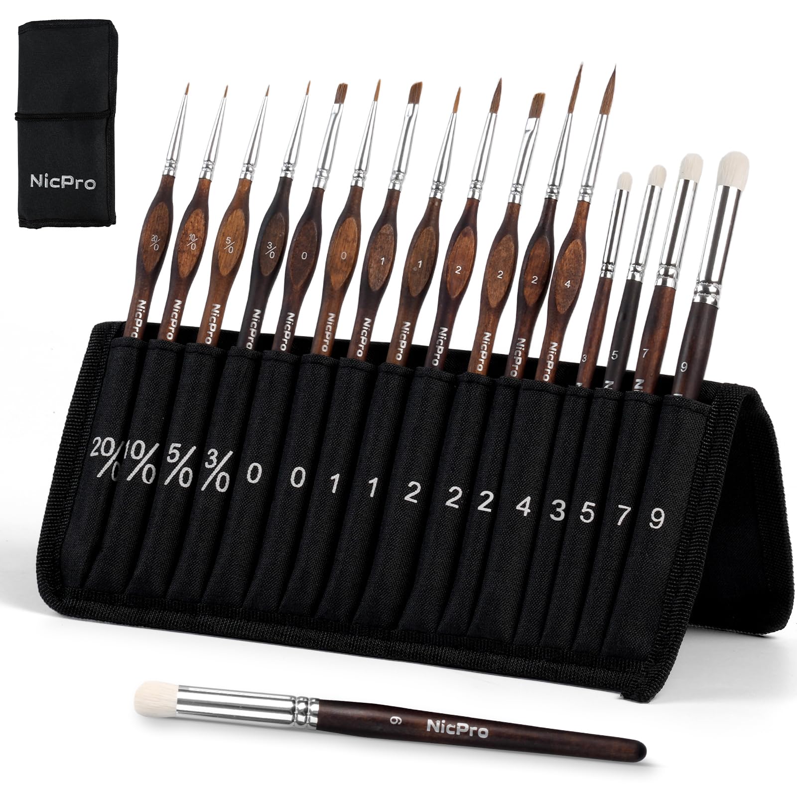 Nicpro 16 PCS Kolinsky Sable Miniature Paint Brushes Dry Brush