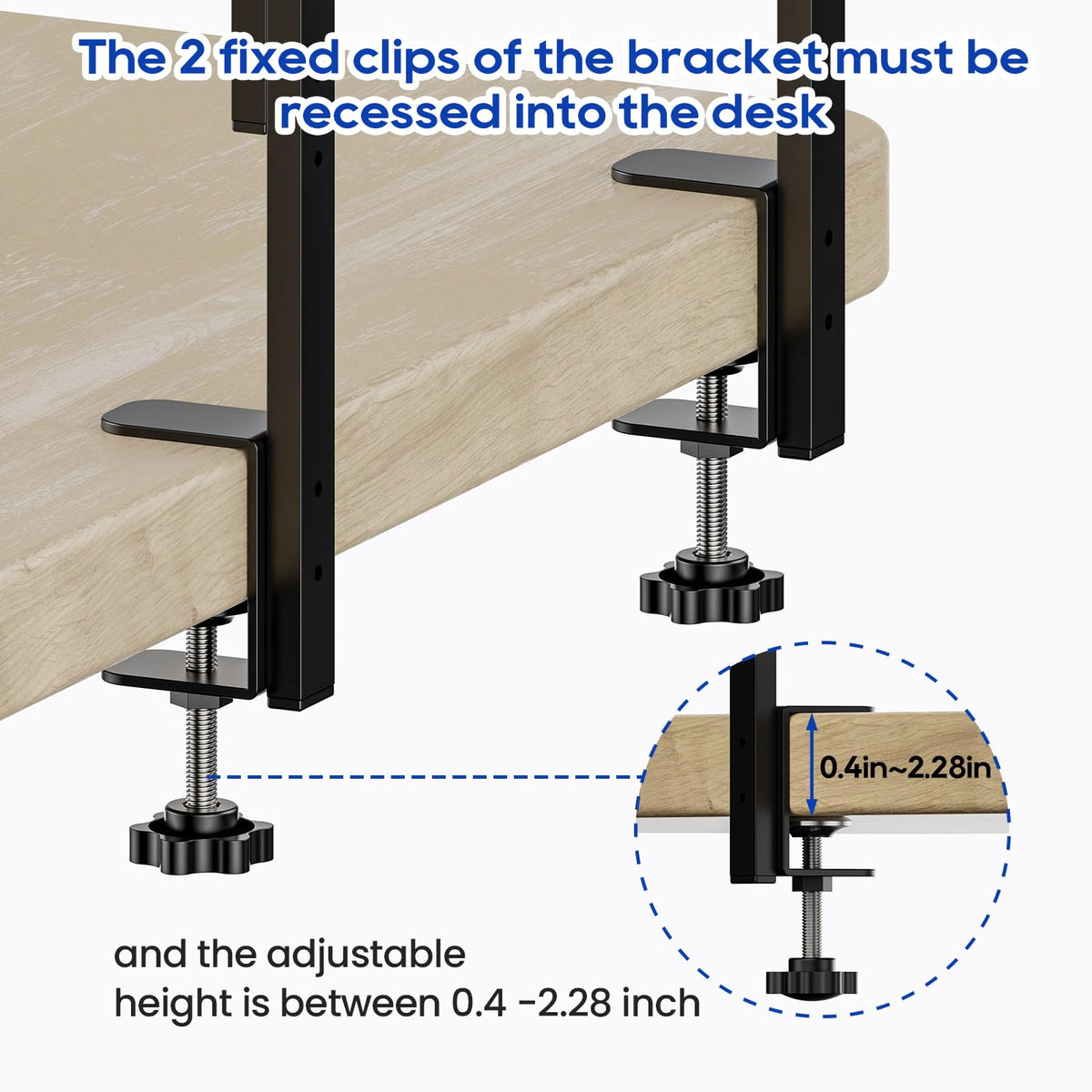 ART-GIFTREE Clamp On Desk Shelf 2-Tier, 12.6 inche Wood Shelving Unit for Office Desk/Gaming
