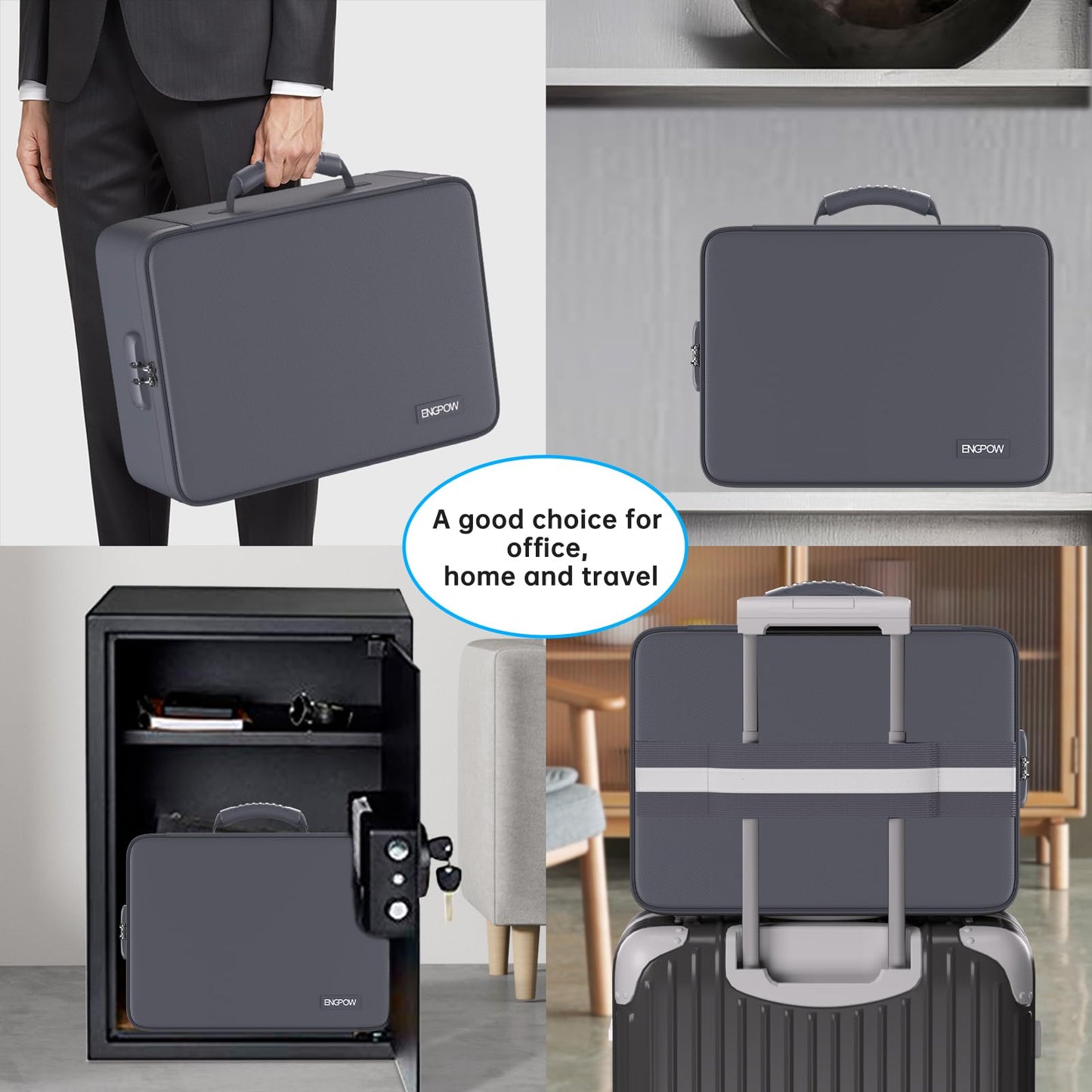 ENGPOW Fireproof Document Organizer Bag with Lock ＆ Accordion File Folder