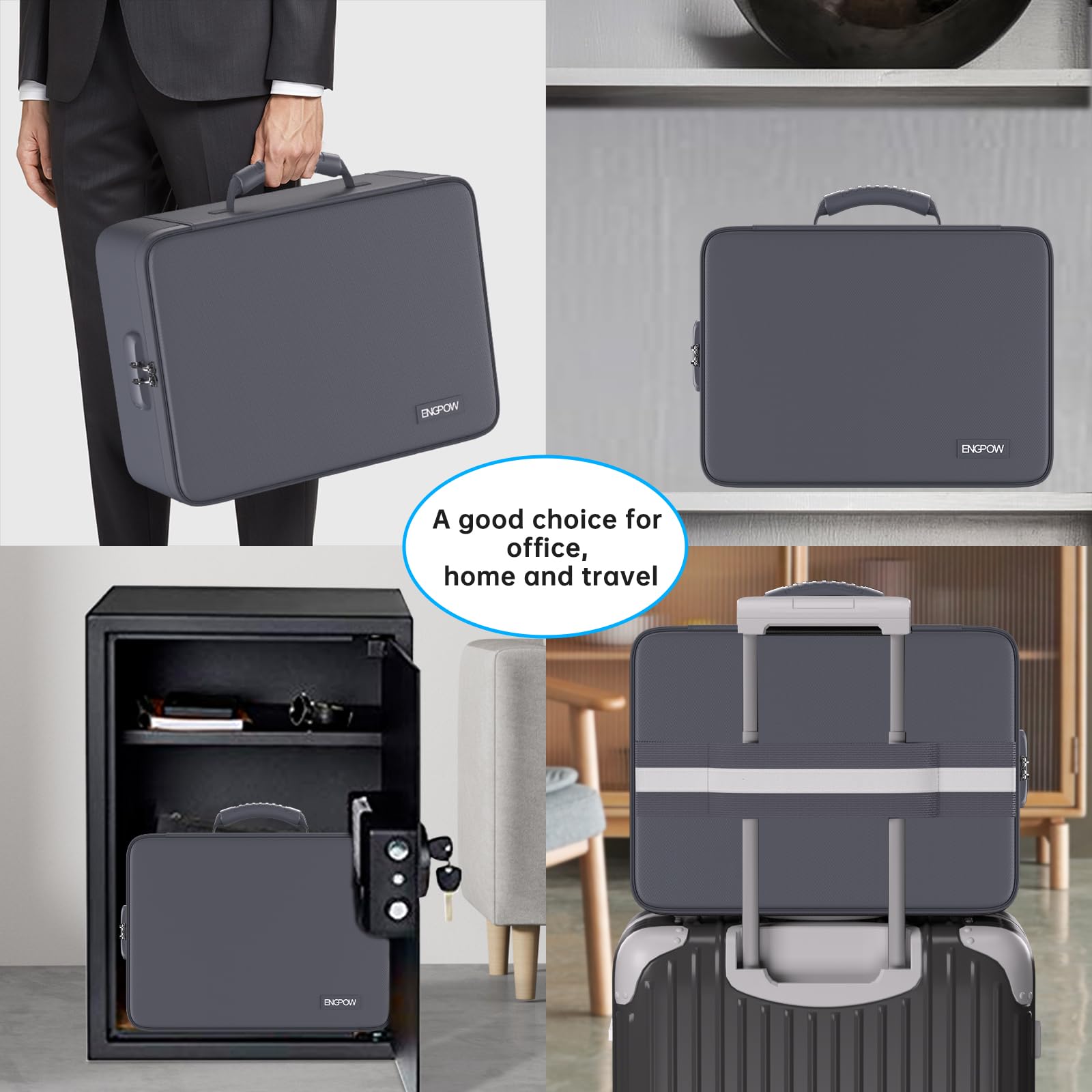 ENGPOW Fireproof Document Organizer Bag with Lock ＆ Accordion File Folder