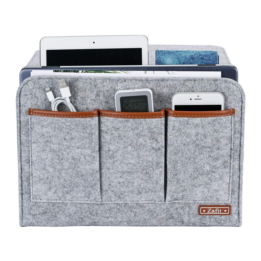Zafit Bedside Caddy, 6 Pockets Large Size Bedside Storage Organizer Bedside Organizer Caddy for