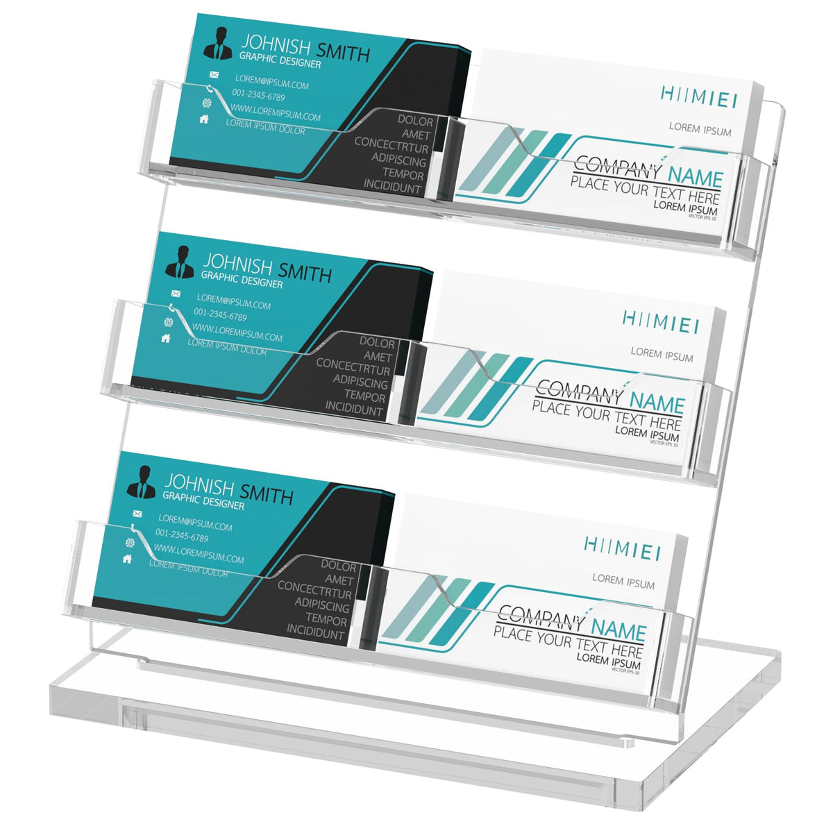 HIIMIEI Business Card Holder Desk, Acrylic Business Card Display, 3 Tier Clear Business Card Stand