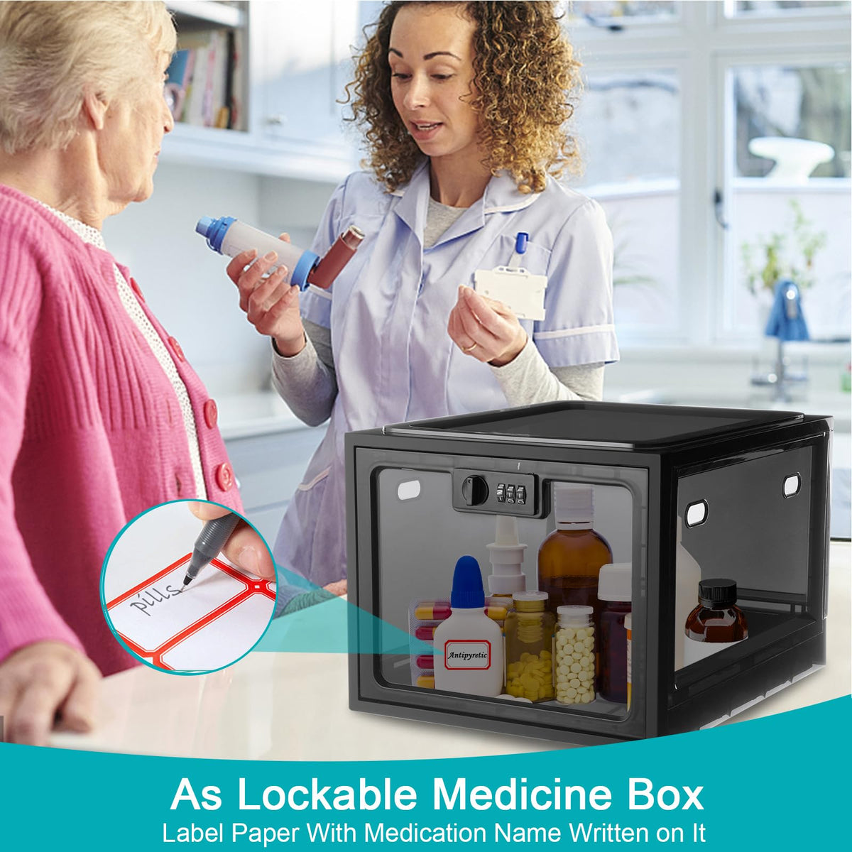 Lalifebuss Combination Lock Boxes for Personal Items, Lockable Storage Box for Office