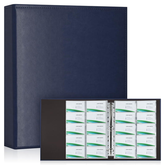 BYSTER A4 Business Card Book, PU Leather Organizer with 30 Pack Sleeves (600 Pockets), Business