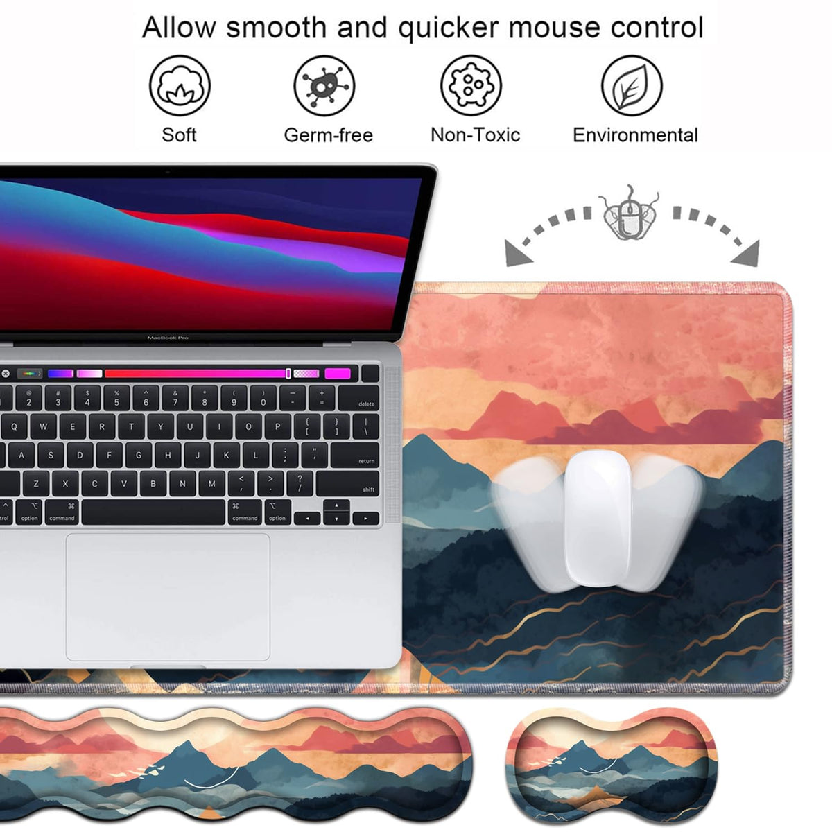 Ergonomic Keyboard Wrist Rest and Mouse Pad Wrist Rest Set, Large XXL Gaming Mousepad 31.5"x 11.8"