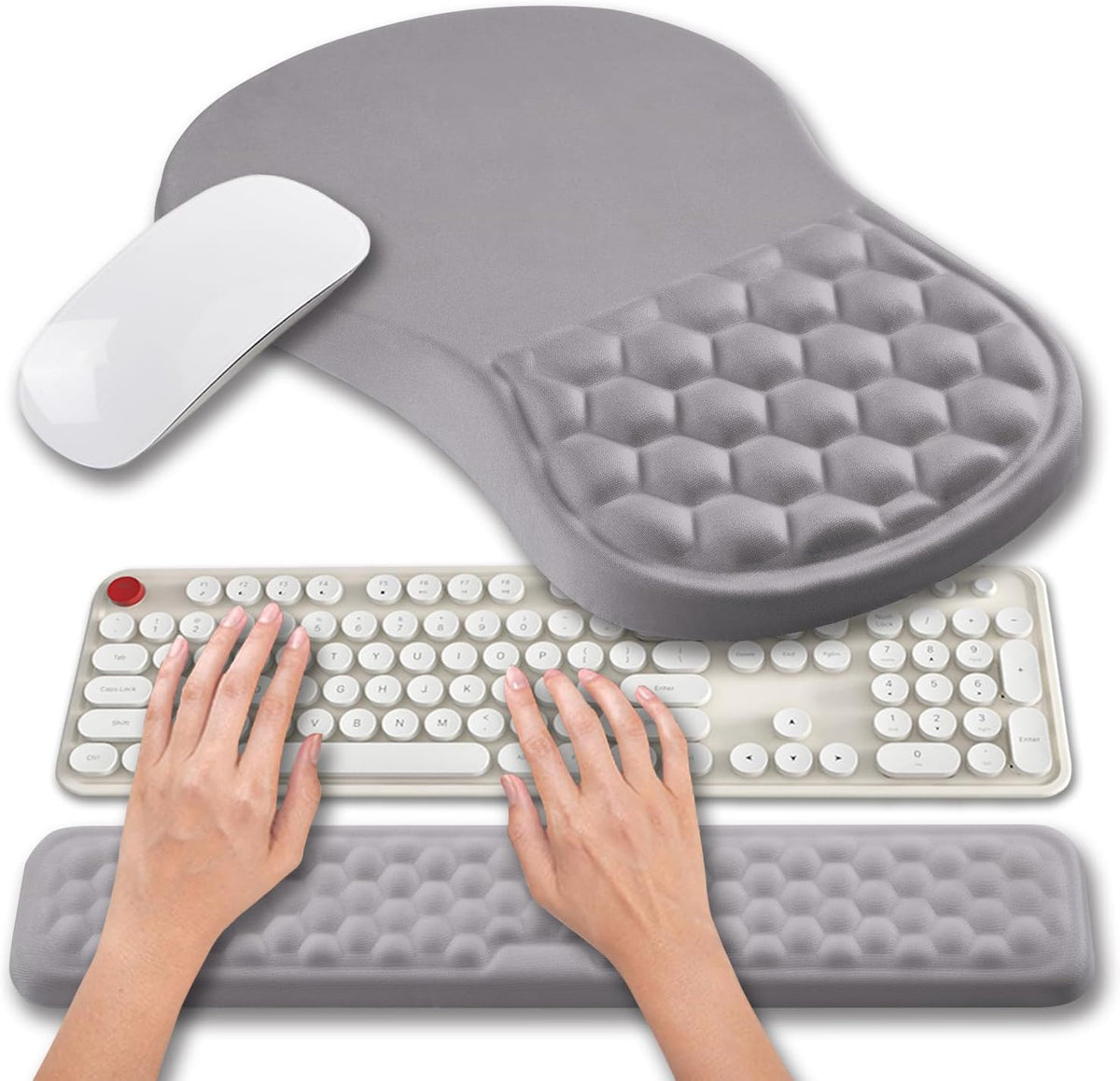 Hokafenle 2 In 1 Ergonomic Mouse Pad Wrist Support & Wrist Rest For Computer Keyboard Set, with