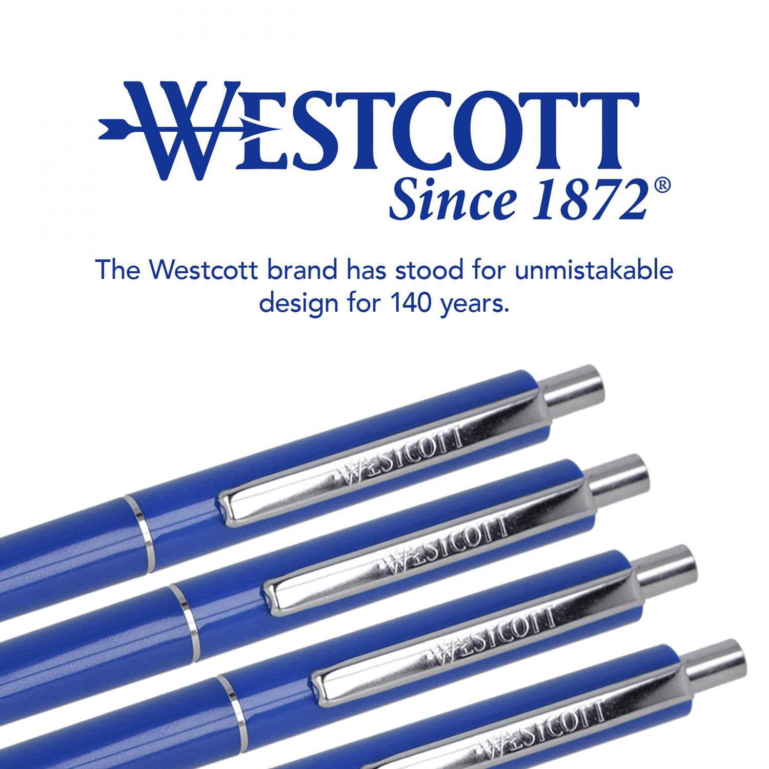 Westcott ballpoint pen ALLTIME blue 50 pieces | Retractable biro pens with blue ink | Line width M