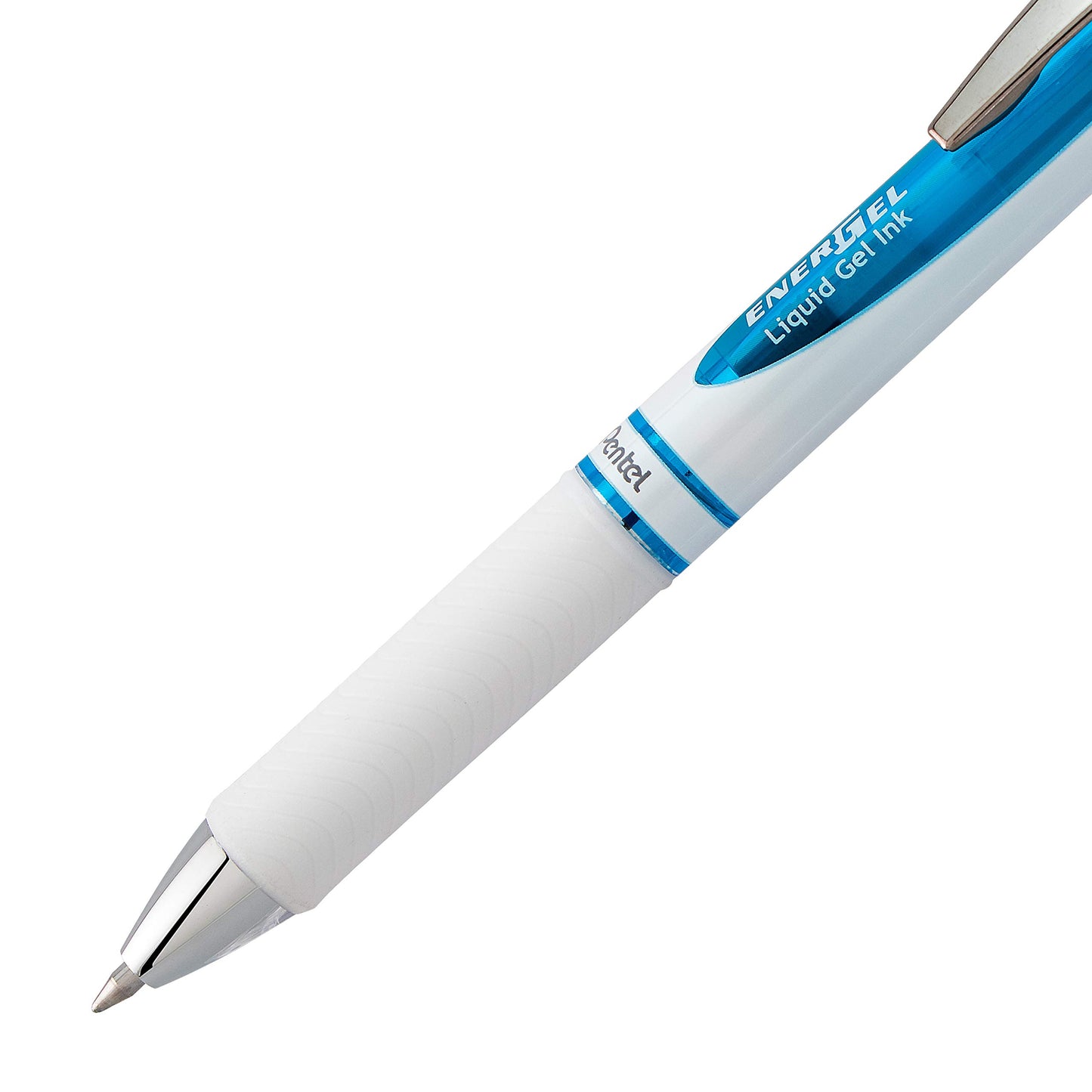 Pentel EnerGel Pearl Retractable Liquid Gel Pen, (0.7mm) Metal Tip, Medium Line, Sky Blue Accent