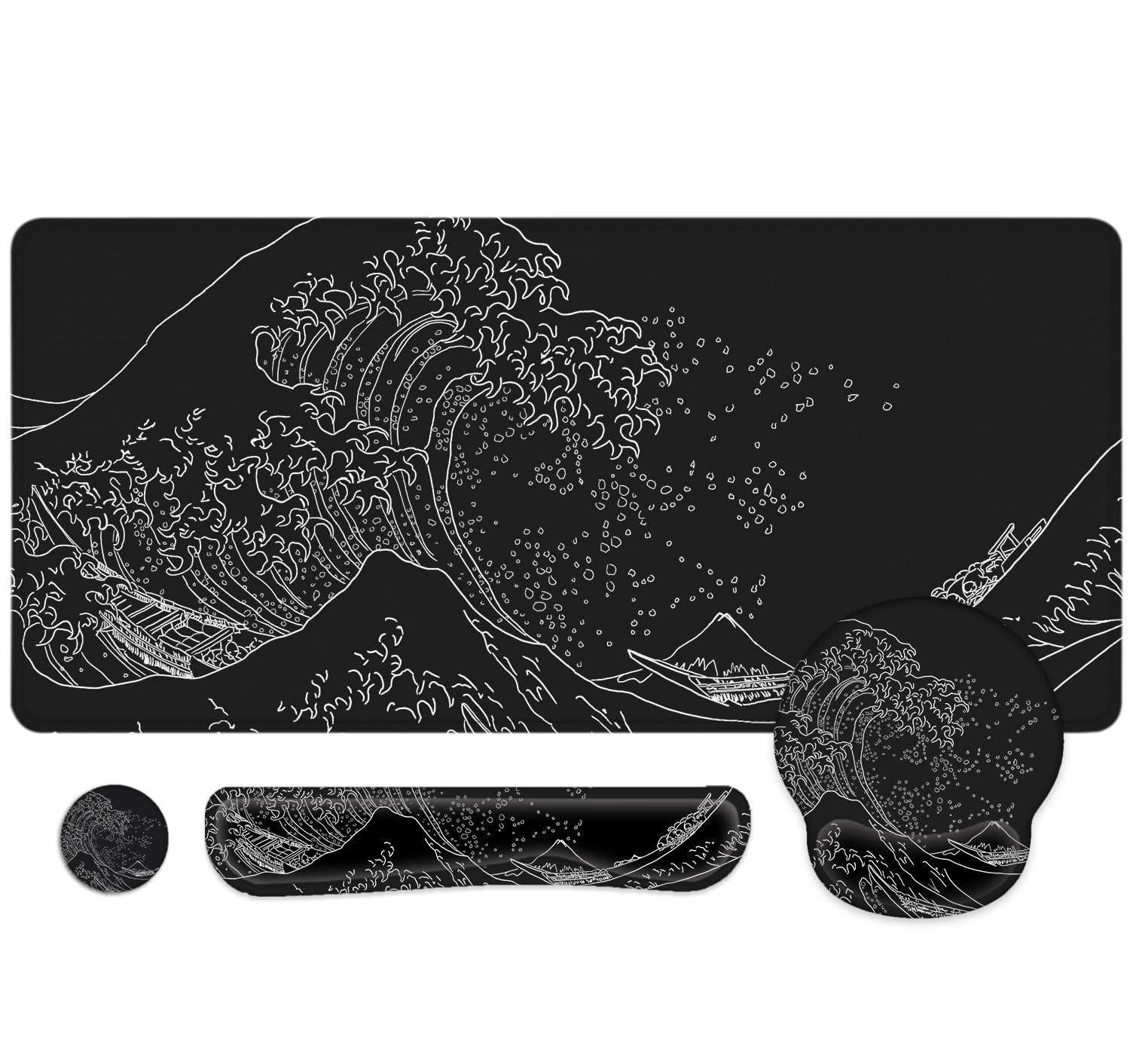 Large Desk Mat, Mouse Pad with Wrist Support, Keyboard Wrist Rest Set