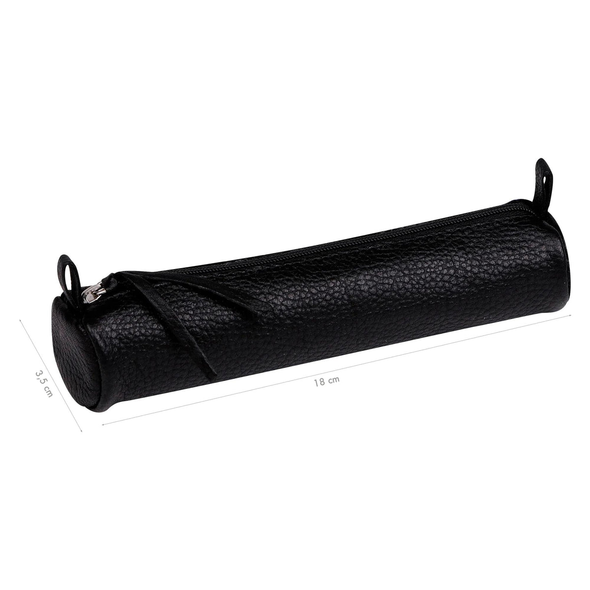 Clairefontaine - Ref 8327C - Used Leather Small Round Pencil Case - 3.5 x 18cm in Size - Suitable
