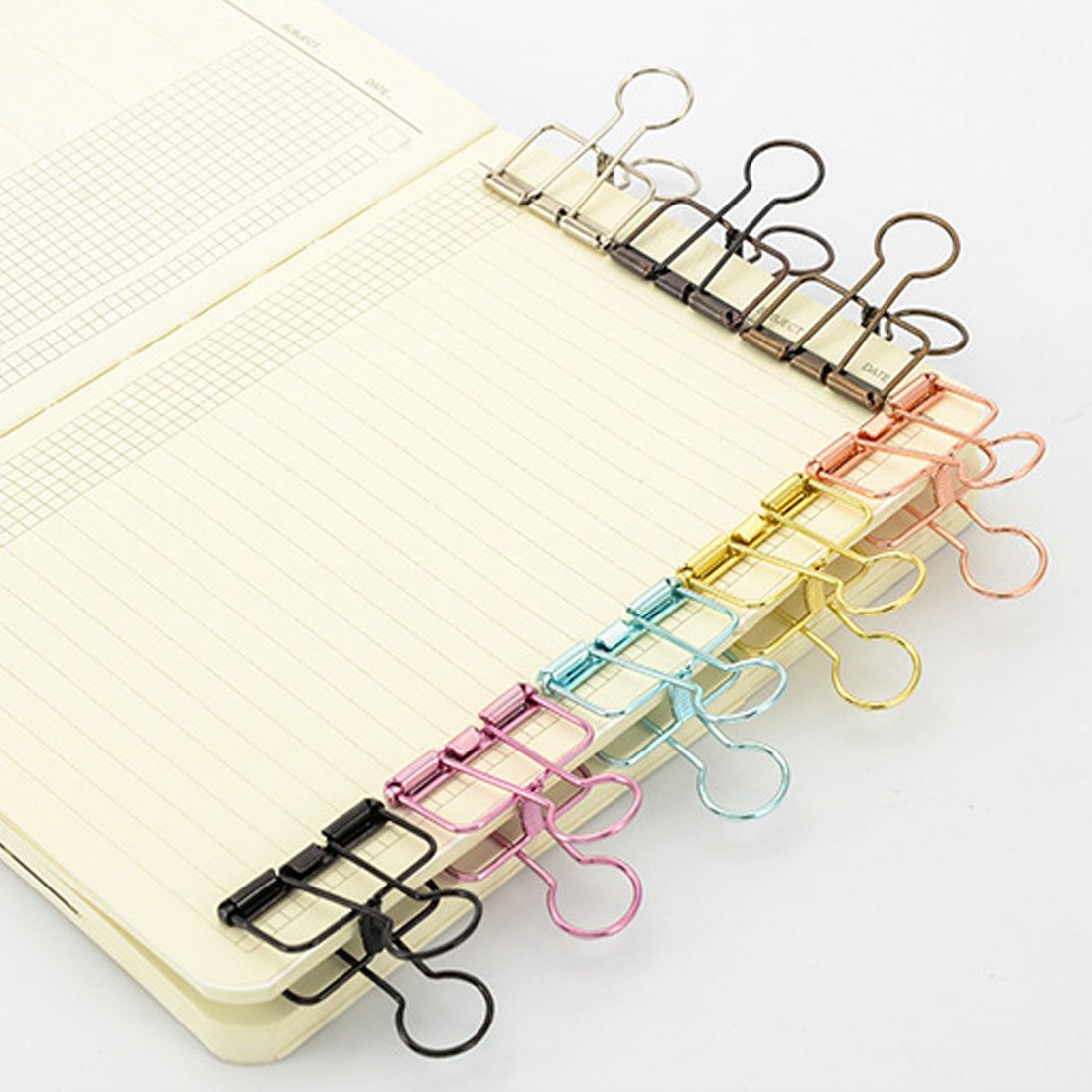Hollow Out Paper Binder Clip Invoice Bill Clip Office Supplies Pack of 10 (S, Bronze)