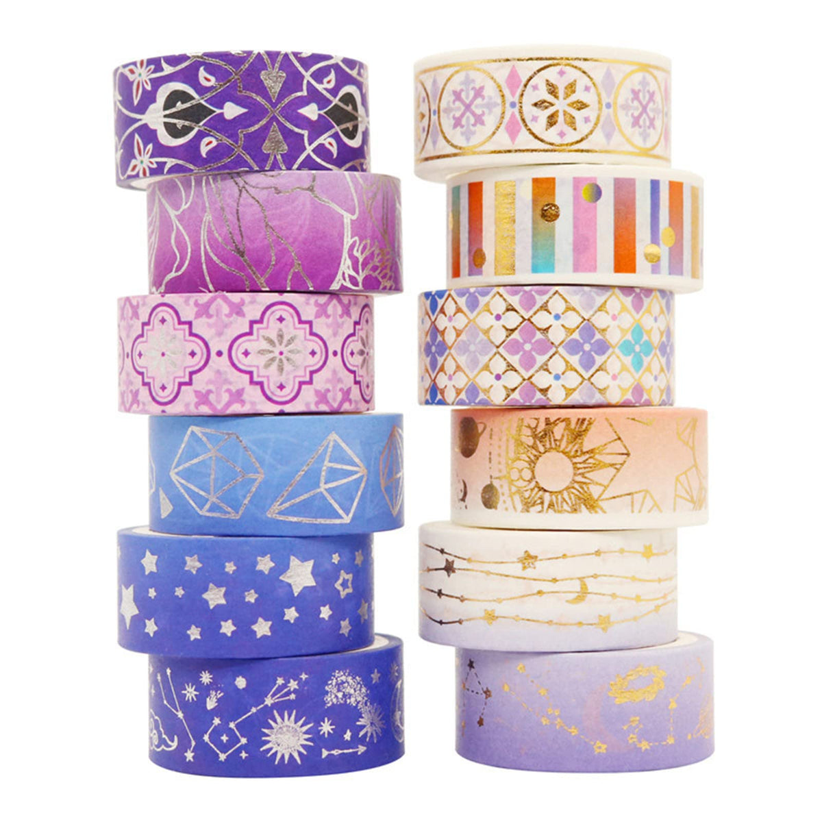 Esweny 12 Rolls Galaxy Washi Tape Set Bronzing Starry Night Decorative Masking Tape for