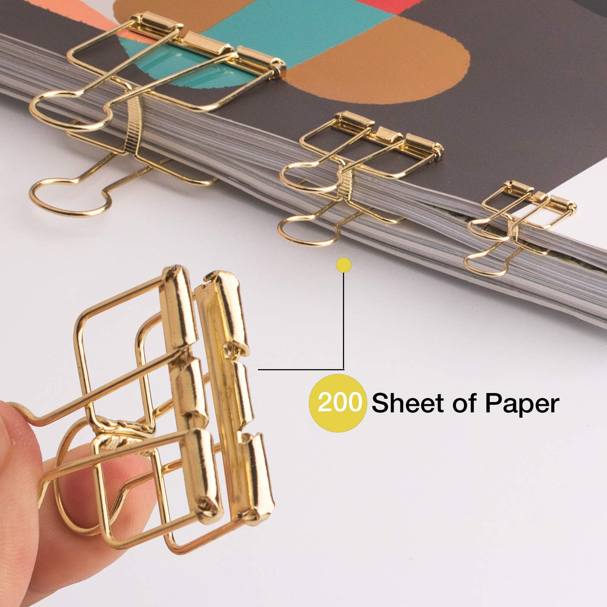 18 Pcs Gold Wire Binder Clips & 20 Pcs Cute Paper Clips Set