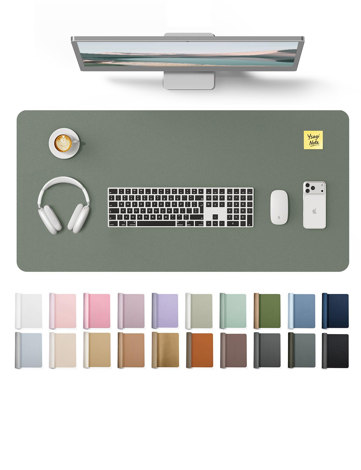 YSAGi Leather Desk Protector, Office Mat, Large Mouse Mat, Non-Slip PU Leather Blotter, Laptop Desk