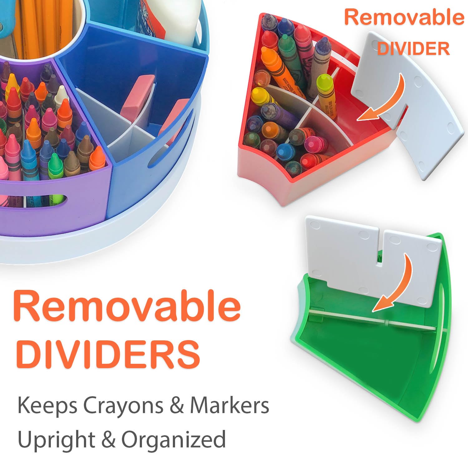PUZZLE EZ Kids Art Supply Storage Organizer with Dividers – 8.6" Rotating Lazy Susan Caddy for