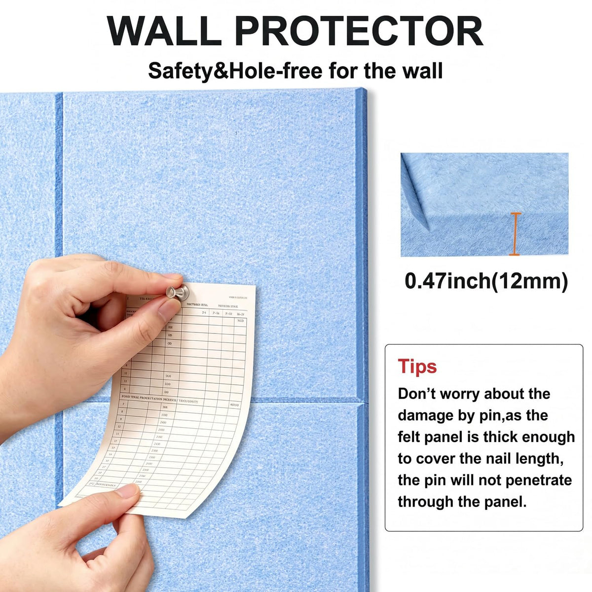 G Gamit 0.47" Thick Felt Pin Board 36"x24" Large Cork Board Alternative 6 Pack 11.81"x11.81"Felt