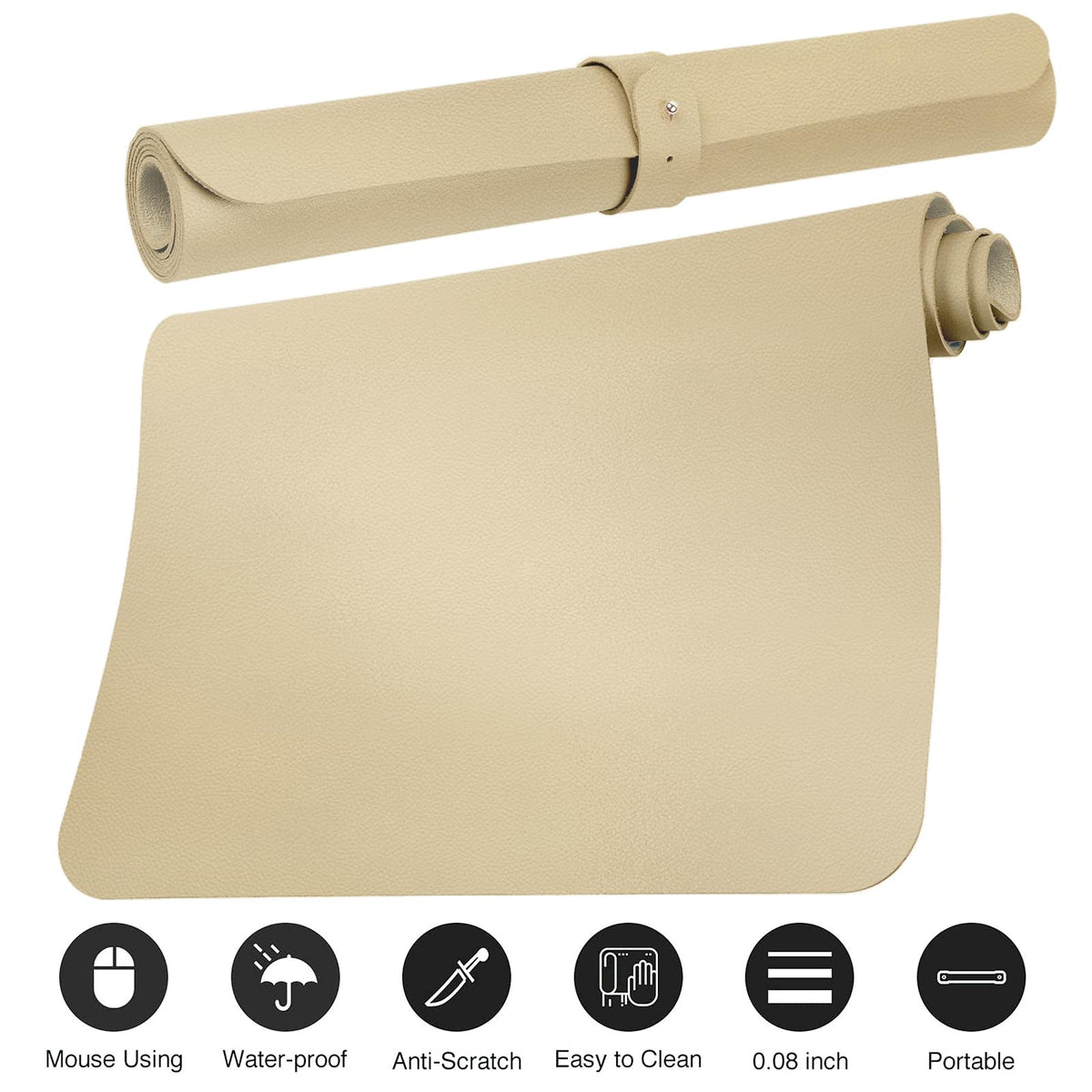 Boutilon Leather Desk Pad Protector,Non-Slip Mouse Pad,Laptop Desk Pad,Office Mouse Mat,Waterproof