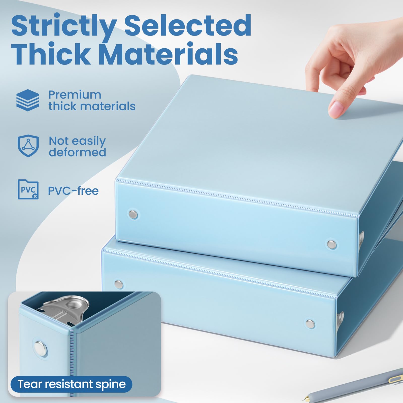 SUNEE 3 Ring Binder 2 Inch 1 Pack, Clear View Binder Three Ring PVC-Free (Fit 8.5x11 Inches) for