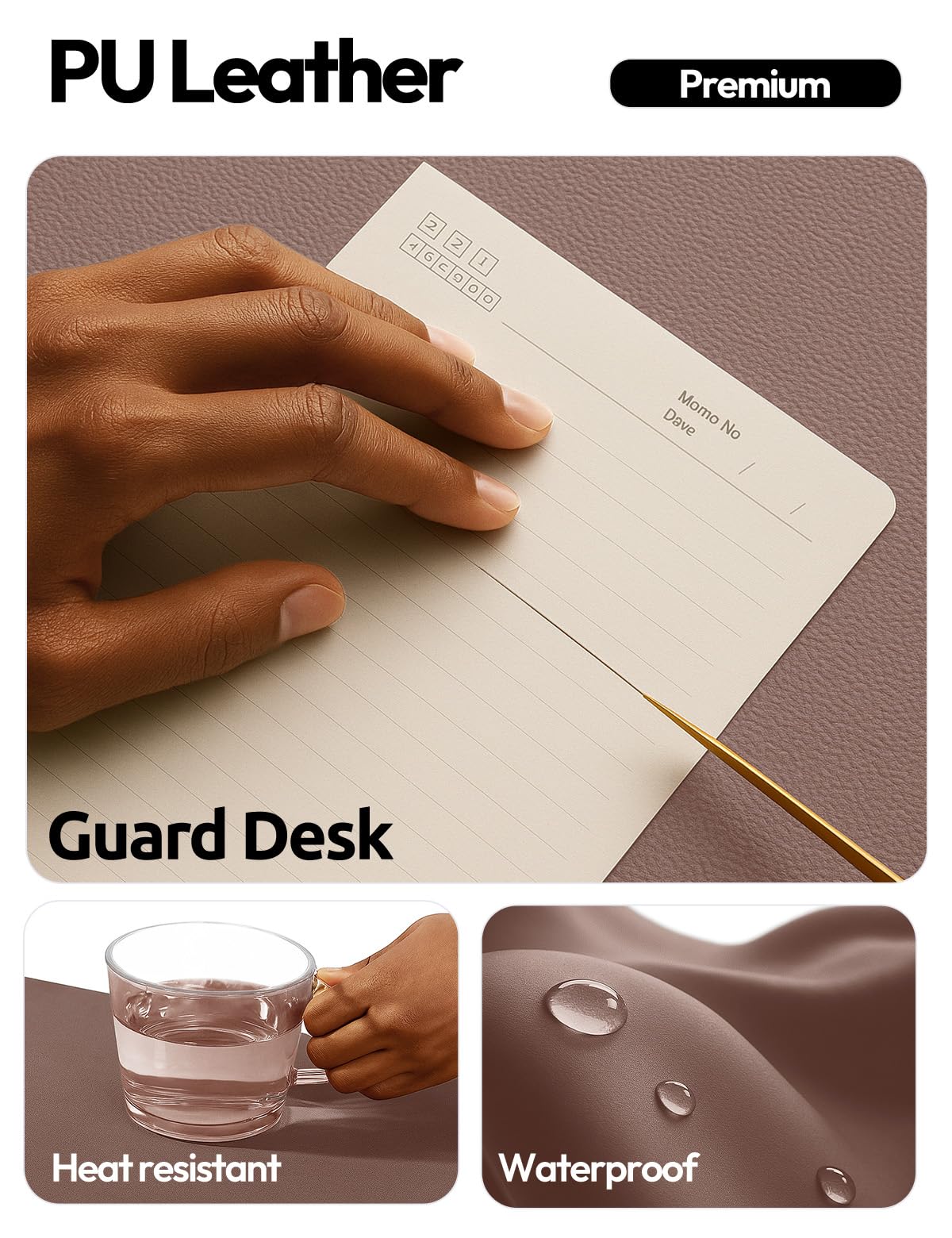 YSAGi Leather Desk Protector, Office Mat, Large Mouse Mat, Non-Slip PU Leather Blotter, Laptop Desk