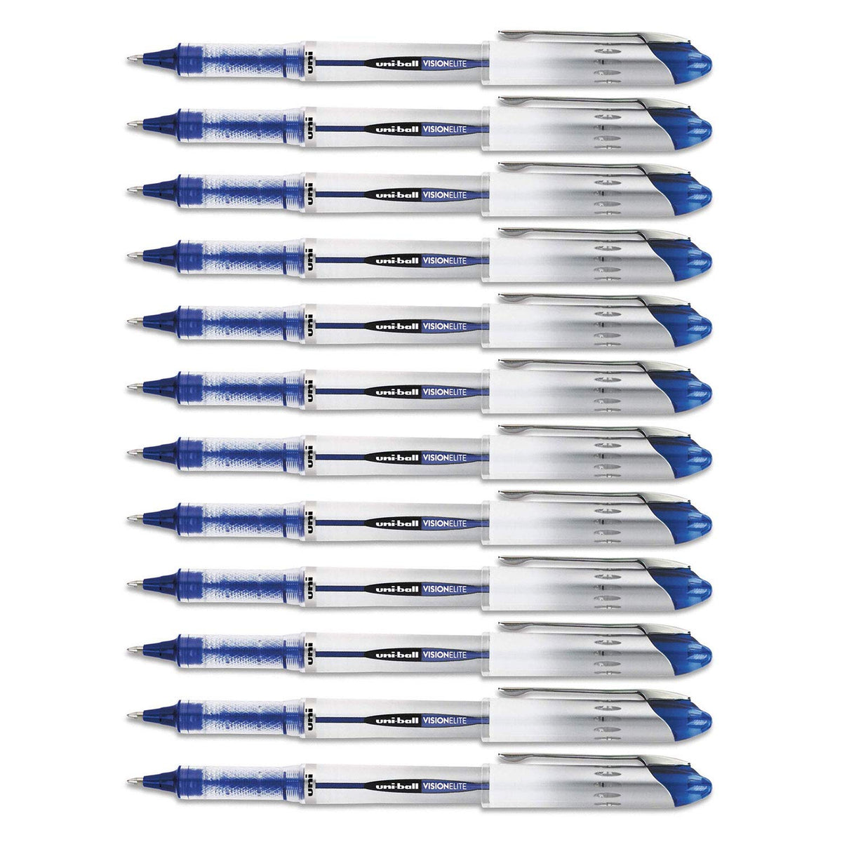 Uni-Ball Vision Elite Stick Rollerball Pen, 0.8mm, Bold Point, Blue Ink, 12-Count