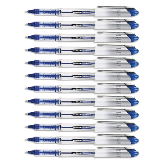 Uni-Ball Vision Elite Stick Rollerball Pen, 0.8mm, Bold Point, Blue Ink, 12-Count