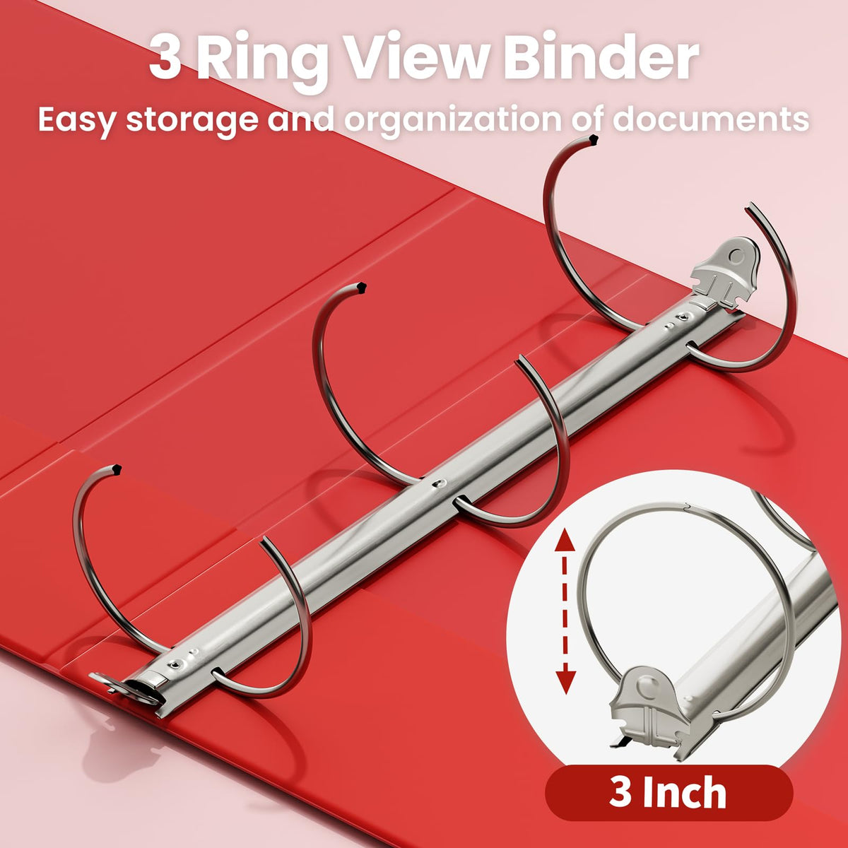 SUNEE 3 Inch Binders 3 Ring 6 Pack, Large 3" Clear View Three Ring Binder PVC-Free (Fit 8.5x11