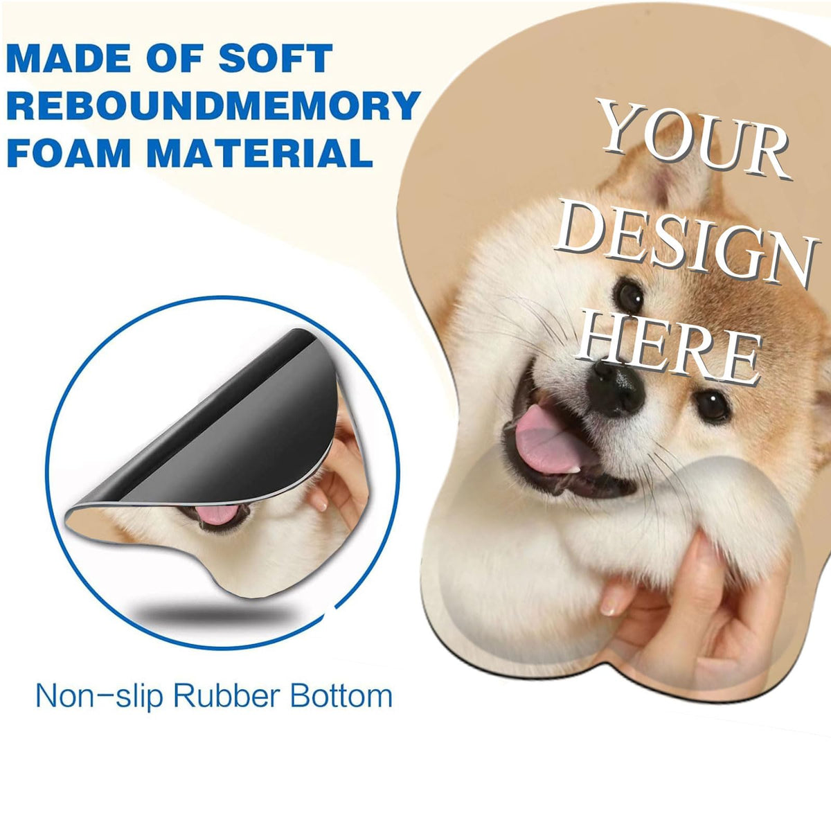 Custom Mouse Pad with Wrist Support，Ergonomic Personalized Mousepad,Add Personalized Photo & Text