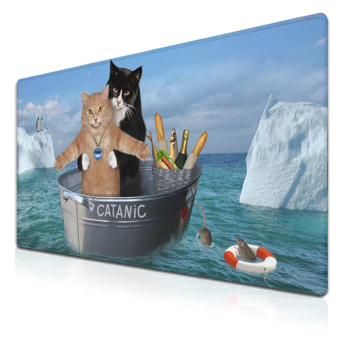 Samgula XXL Mouse Pad - Funny Cats Desktop Computer Mat, Large Desk Pads, Non-Slip Rubber Base