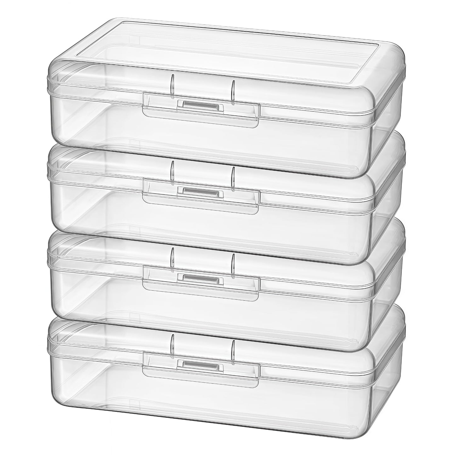 4 Pack Rectangular Clear Plastic Storage Containers, 8x4.7x2.3 inch