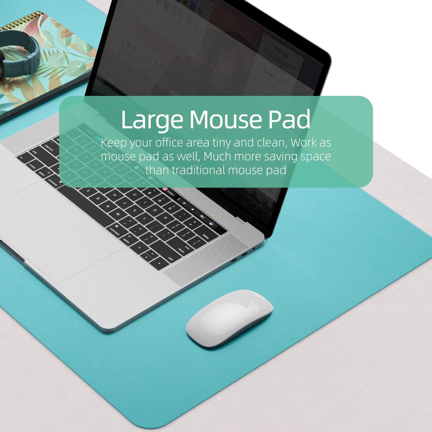 YSAGI Dual-Sided Desk Pad Protector, Desk Mat with Non-Slip - Waterproof PU Leather Office Desk