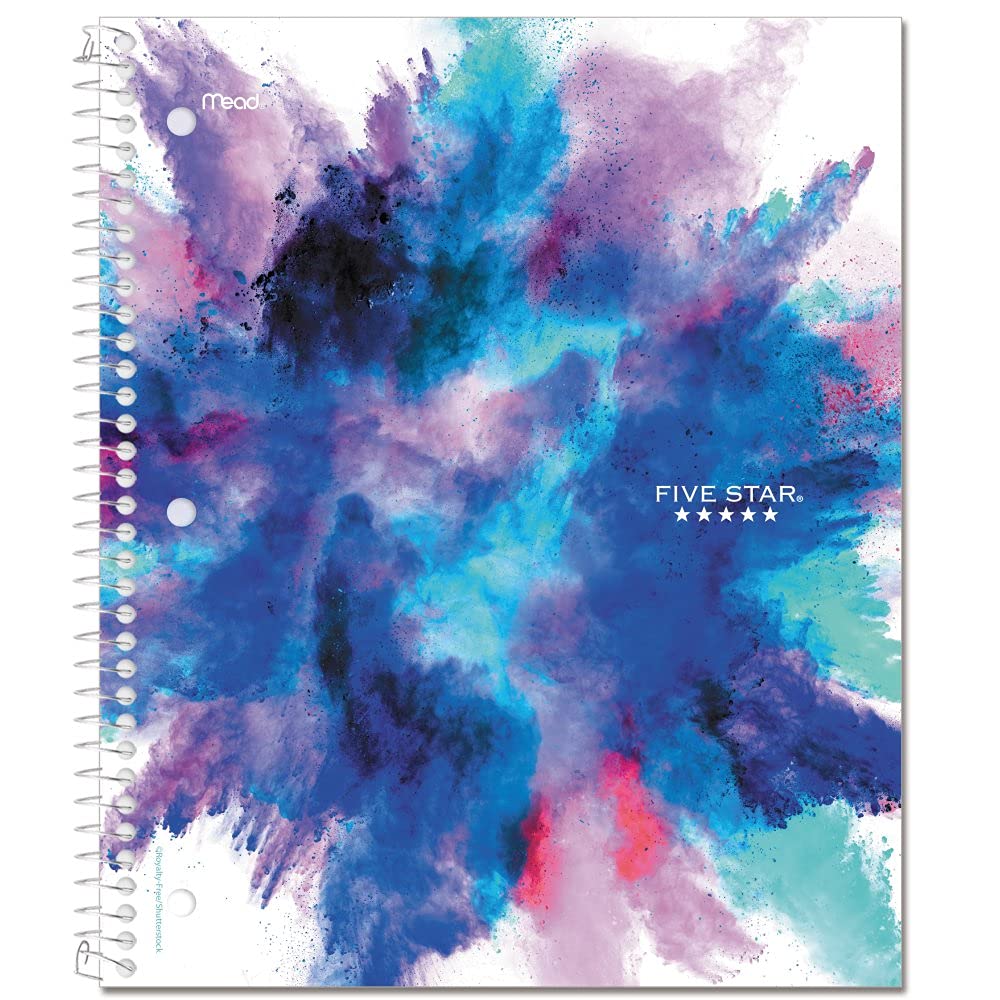 Five Star Spiral Notebooks, 1 Subject, College Ruled, 11" x 8-1/2", Cute Designs Bright Colors, 3