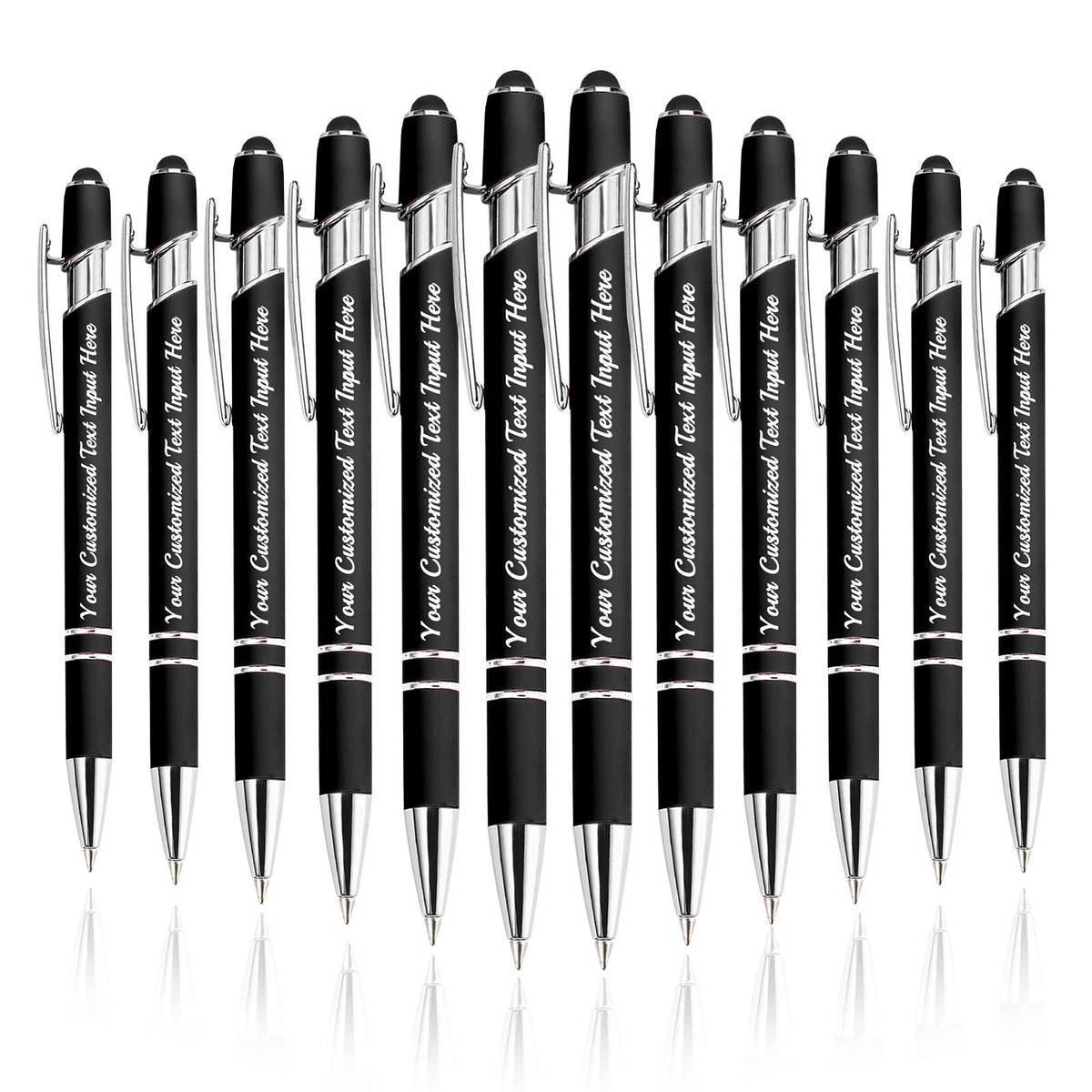 Betenshtresk Personalized Ballpoint Pen 12pcs, Custom Pens Free Engraved Bulk with Name Logo, Soft