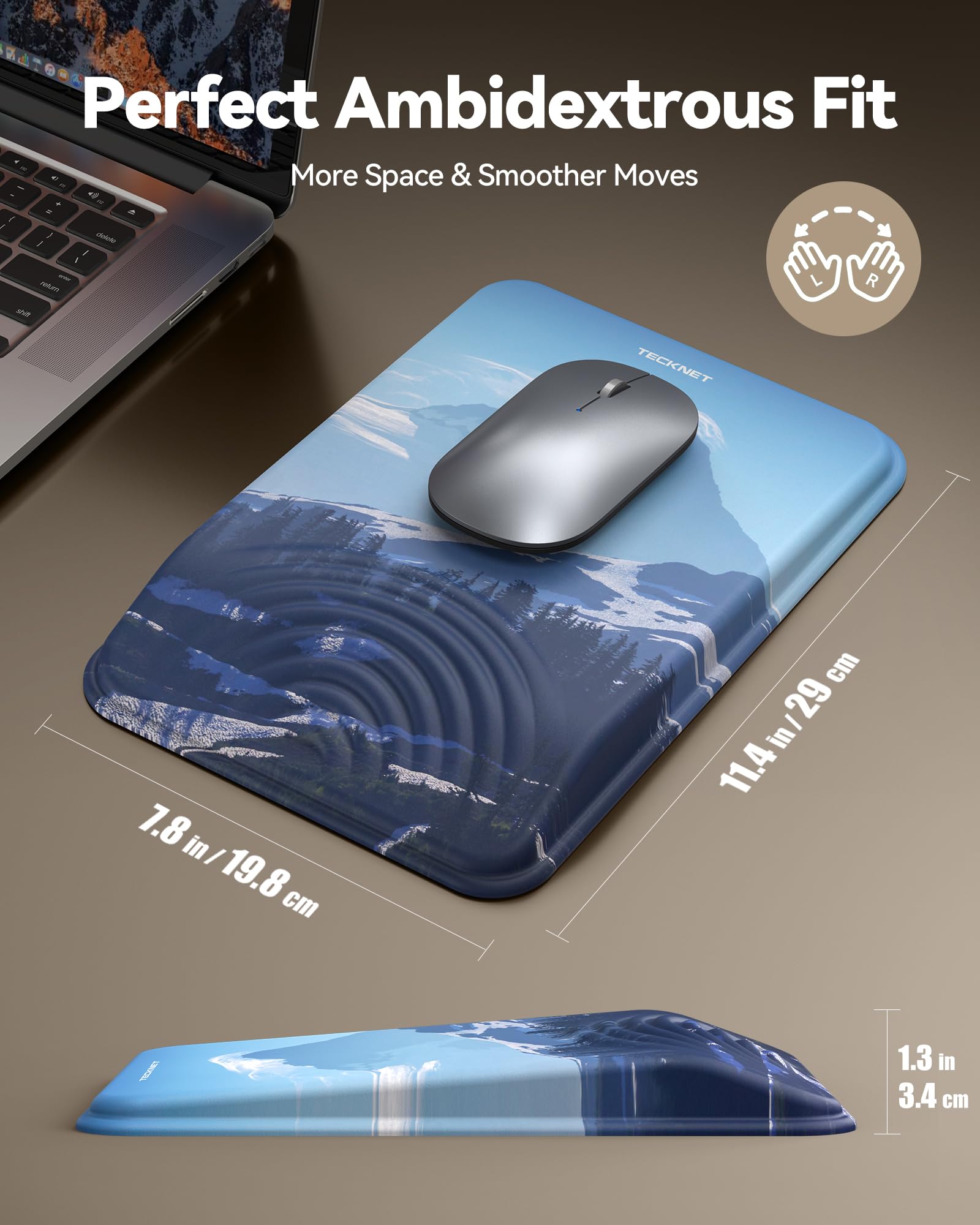TECKNET Ergonomic Mouse Pad with Wrist Rest, All-Day Comfort & Pain Reliefv