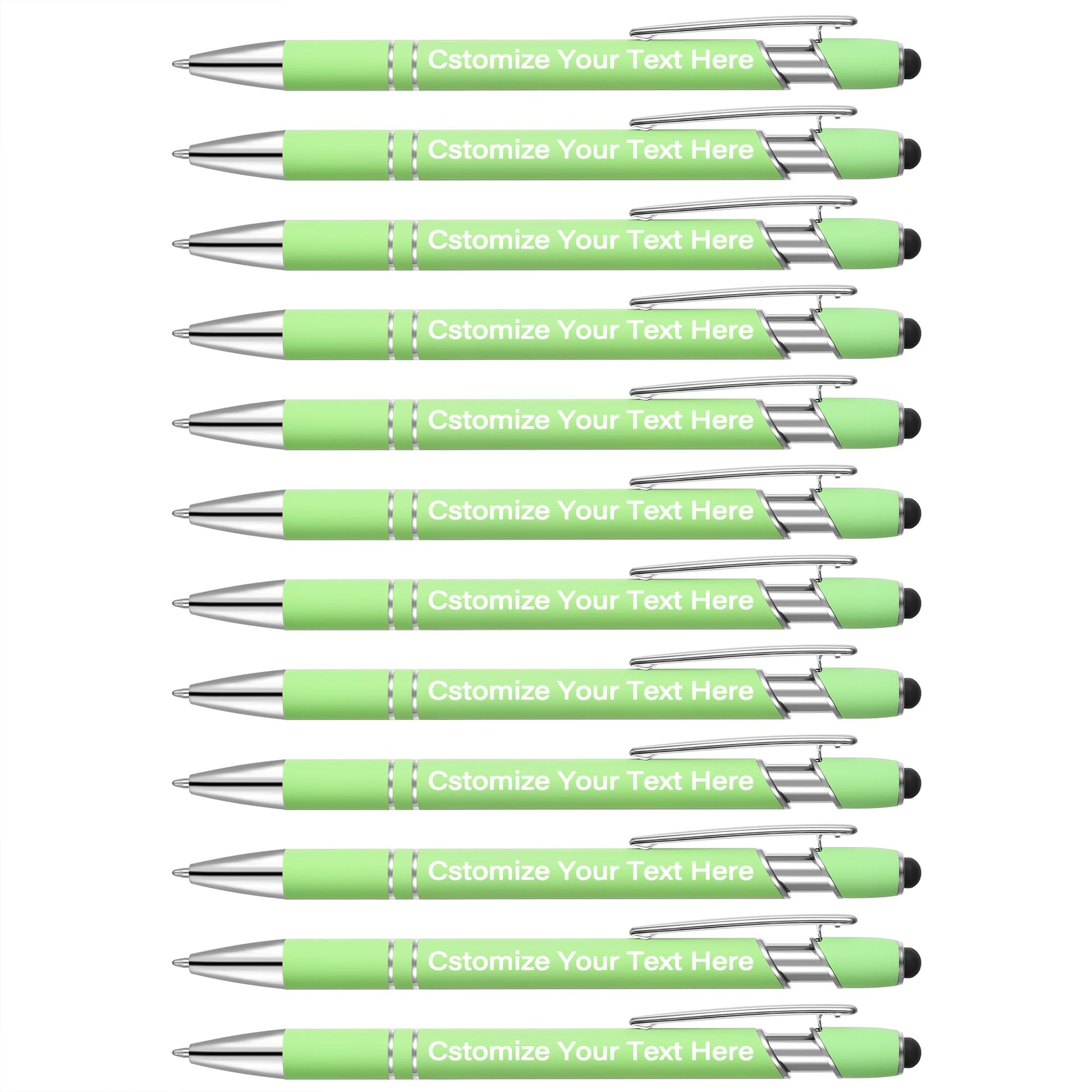 Kingluu 12 Pcs Personalized Ballpoint Pens with Stylus,Smooth Writing,Black Ink Custom Pens with