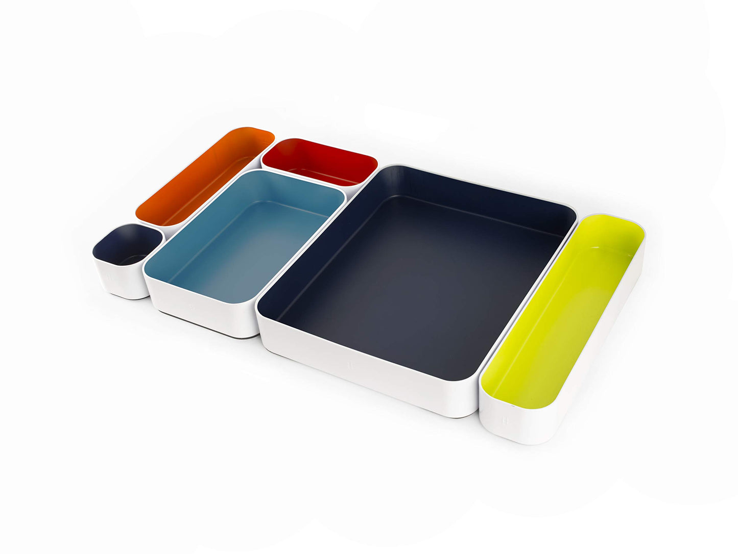 Three by Three Seattle Metal Drawer Organizer Tray Set, 6-Pc, 2" (Classic)