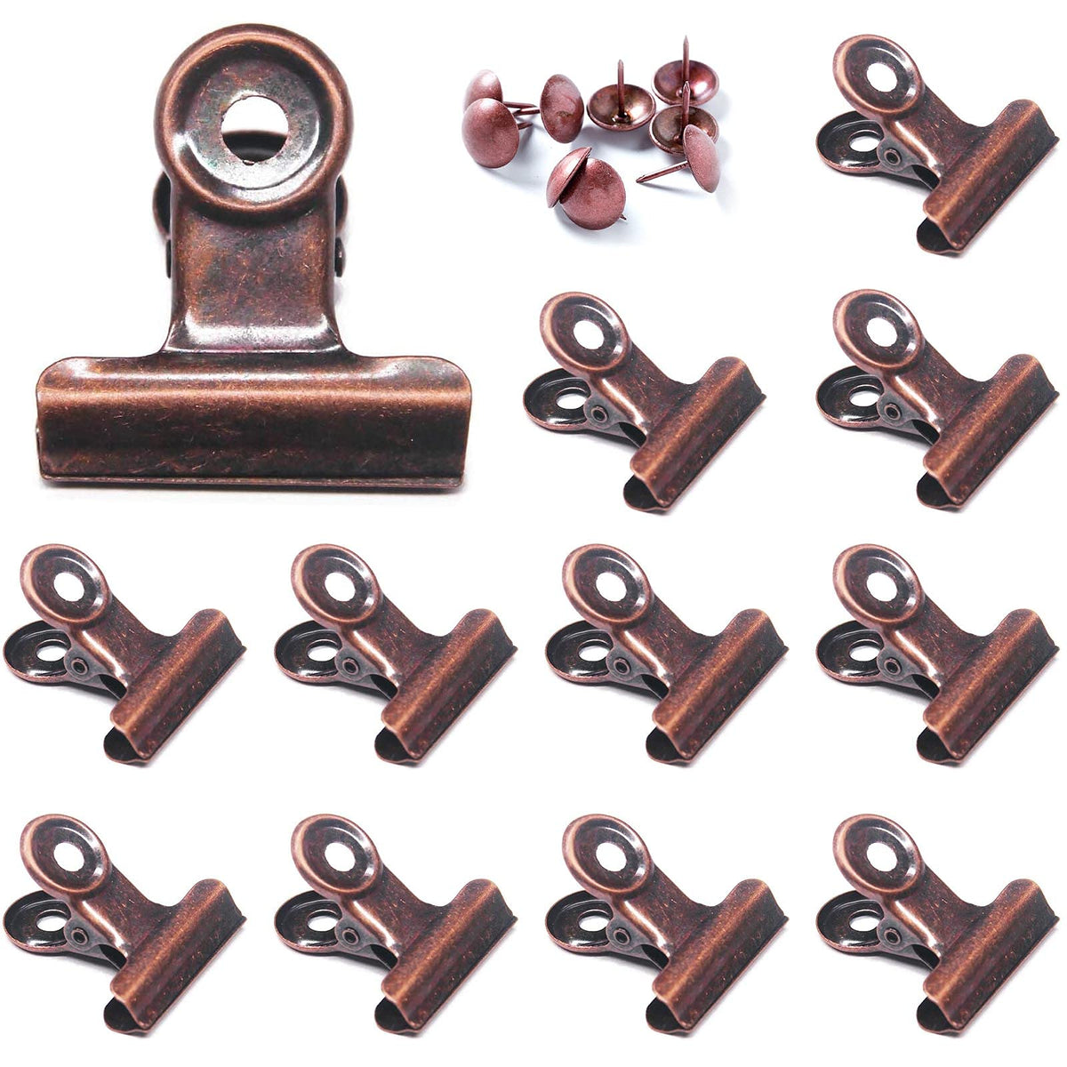 Bulldog Clips with Hole for Push-pin, Paper File Clips with Strong Spring, Small Metal Binder